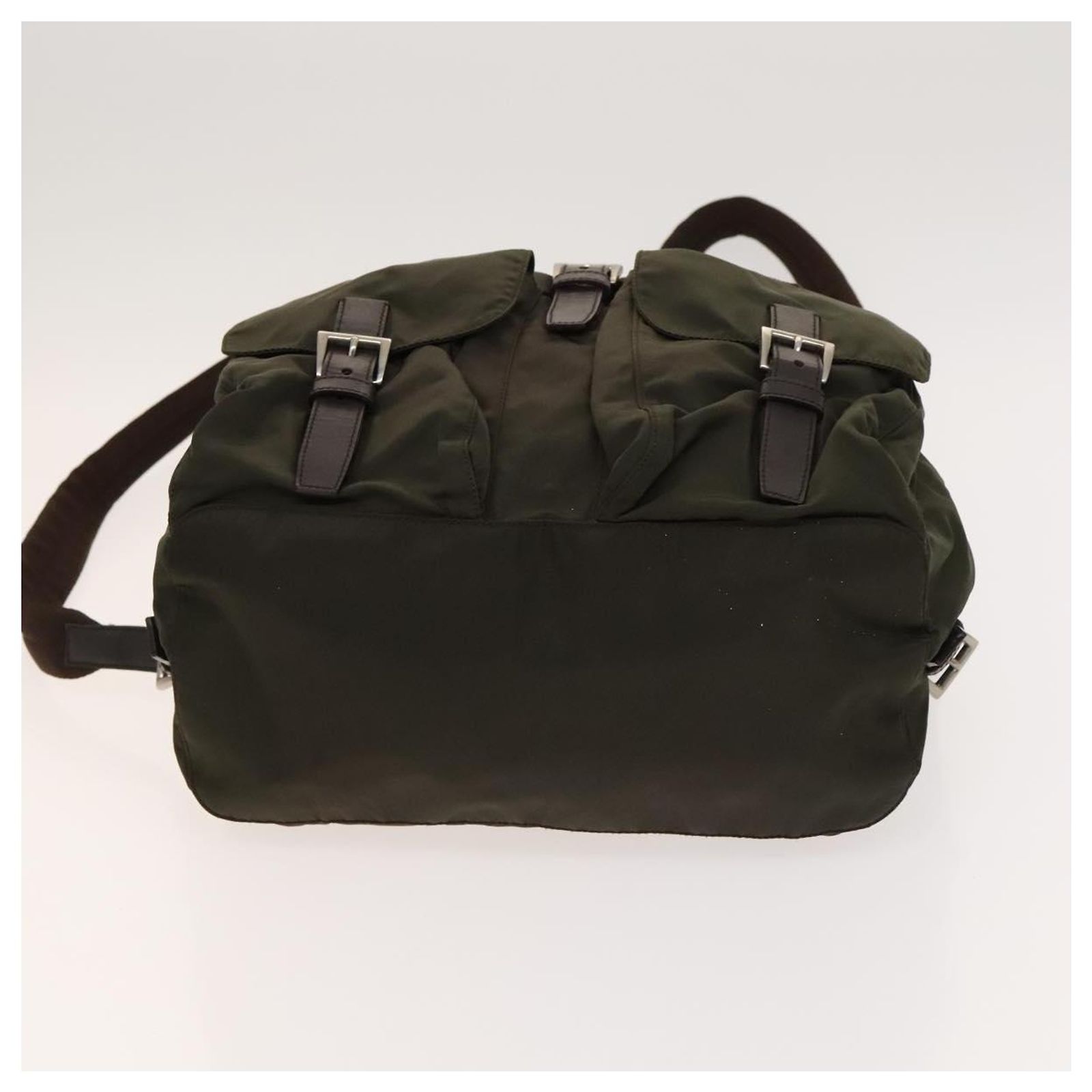 PRADA Backpack Nylon Khaki Silver Auth 148793 Prada PRADA Backpack Nylon Khaki Silver | Grailed main image 4