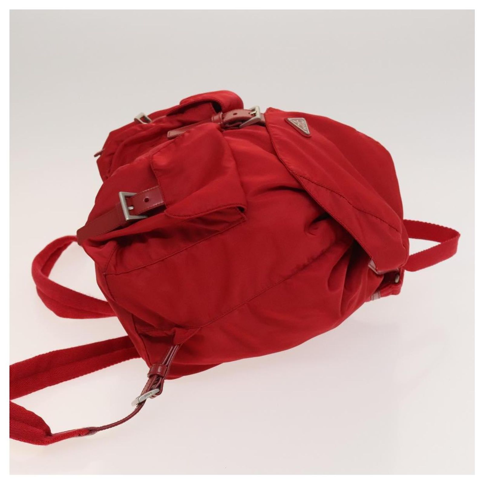 PRADA Backpack Nylon Red Silver Auth mr1309 Silvery ref  display picture 2