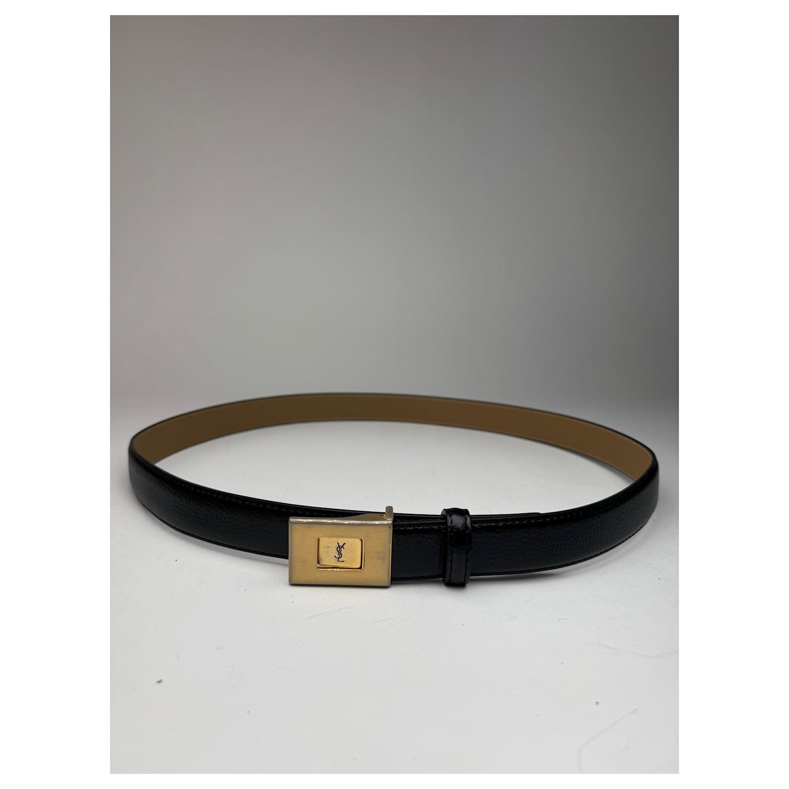 Yves saint Laurent Belt黒レザー ベルト 金色バックル Vintage Yves Saint Laurent Leather belt black ref.2230138