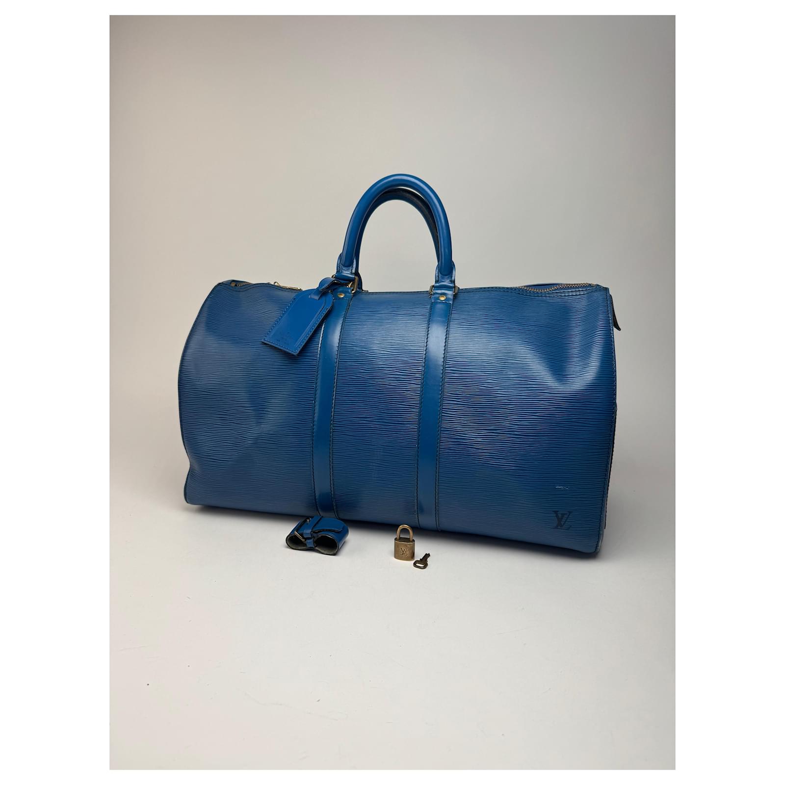 Keepall Vintage Louis Vuitton EPI Leather Duffel bag blue  ref.2230147