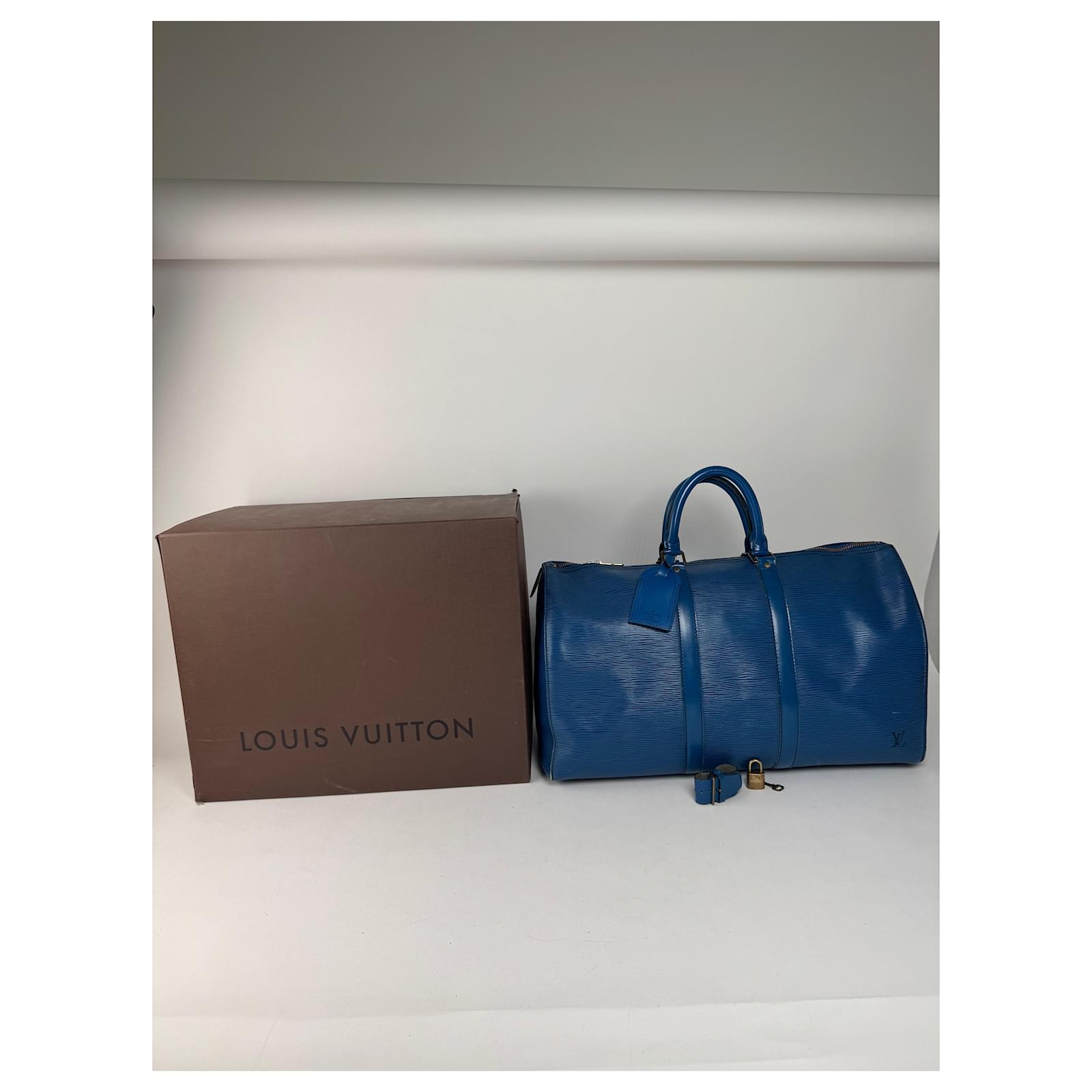 Keepall Vintage Louis Vuitton EPI Leather Duffel bag blue  ref.2230147