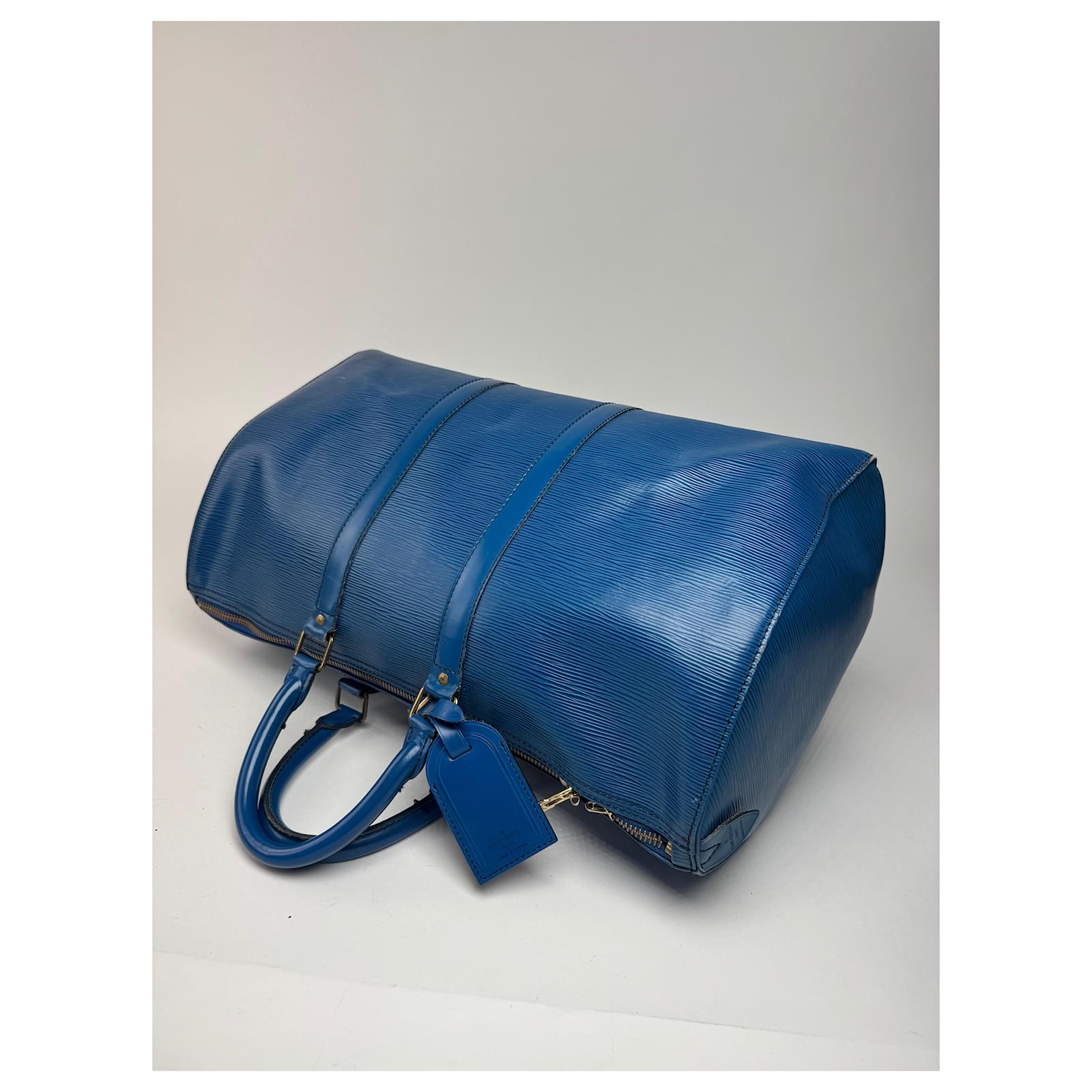 Keepall Vintage Louis Vuitton EPI Leather Duffel bag blue  ref.2230147