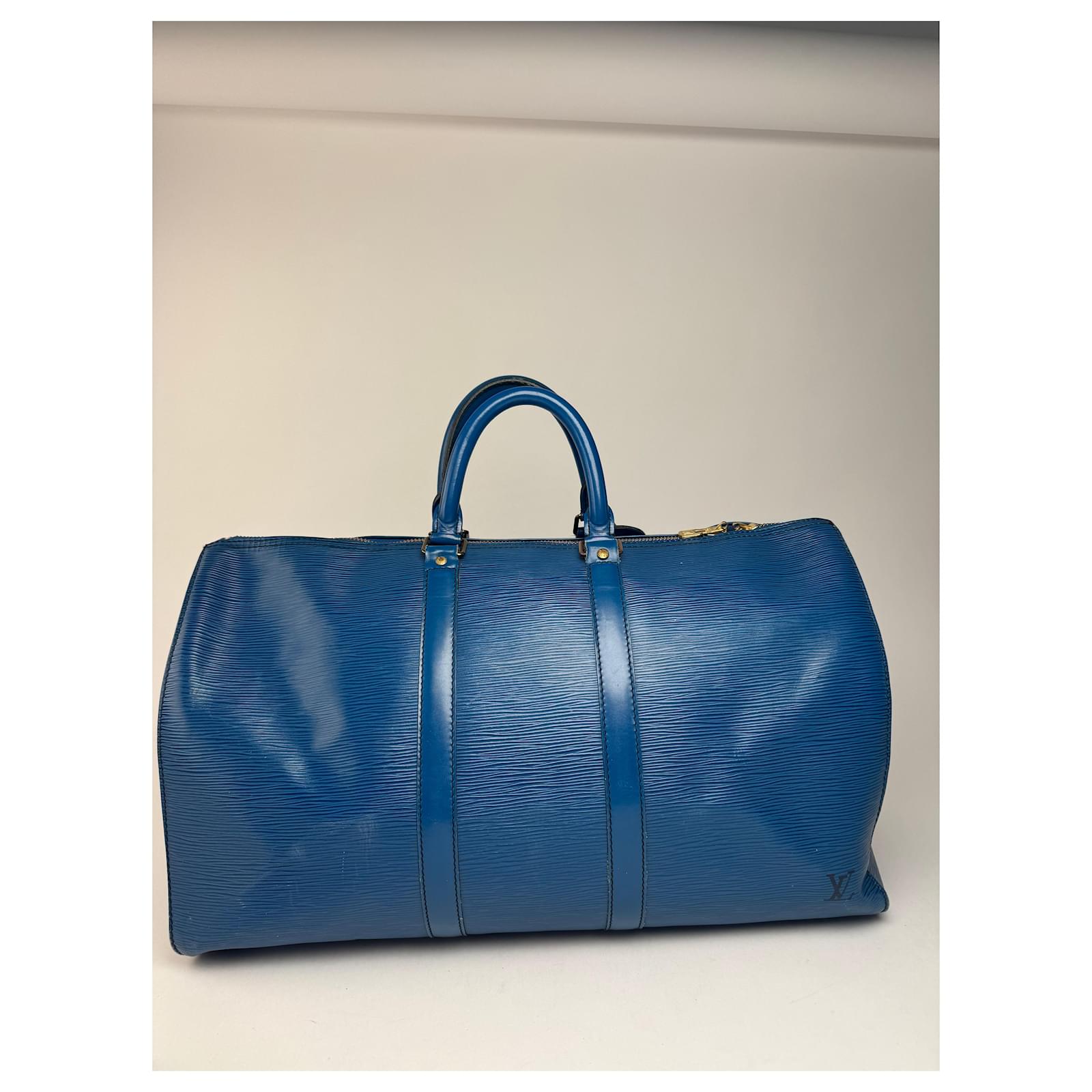 Keepall Vintage Louis Vuitton EPI Leather Duffel bag blue  ref.2230147
