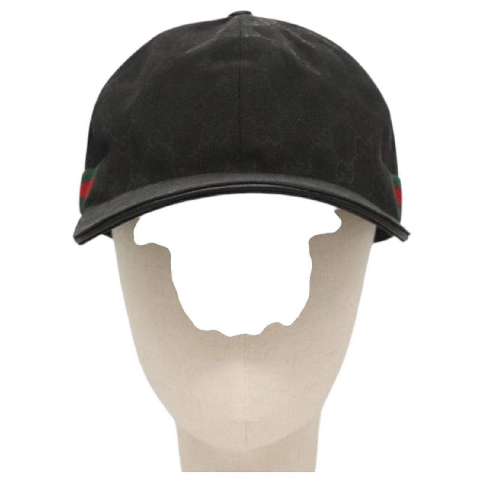 GUCCI Web Sherry Line Hat XL Black Green Red 200035 Auth ar13585