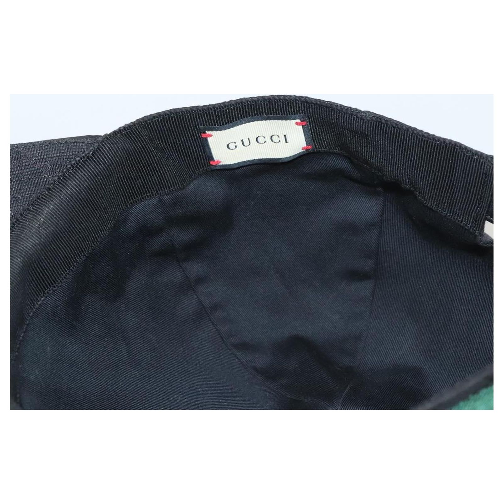 GUCCI Web Sherry Line Cap Wool L Black Red Green 353505 Auth am10816 GUCCI GG Canvas Web Sherry Line Hat M Beige Red Green 411790  main image 3