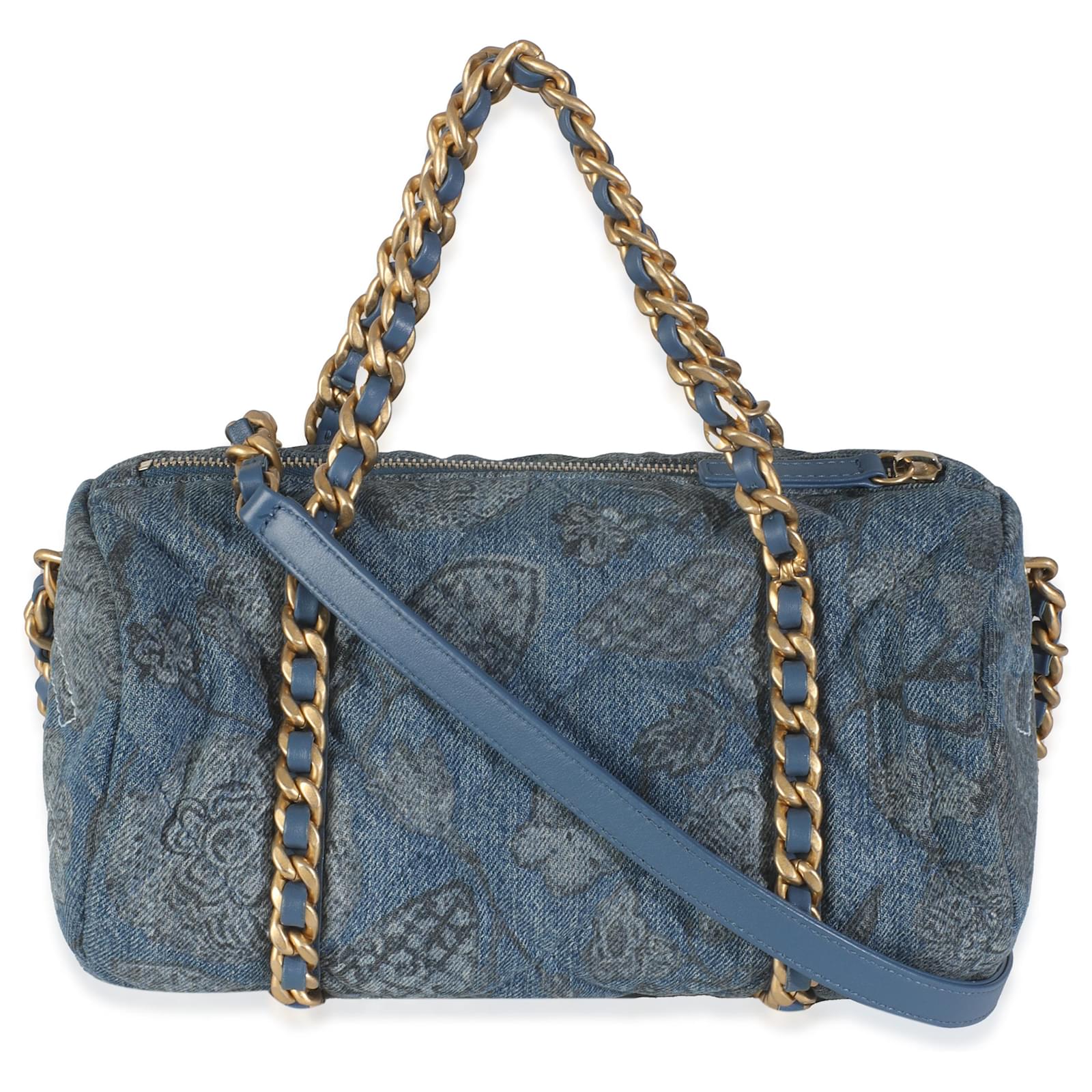 Chanel 21A Blue Floral Quilted Denim Destination Chenonceau