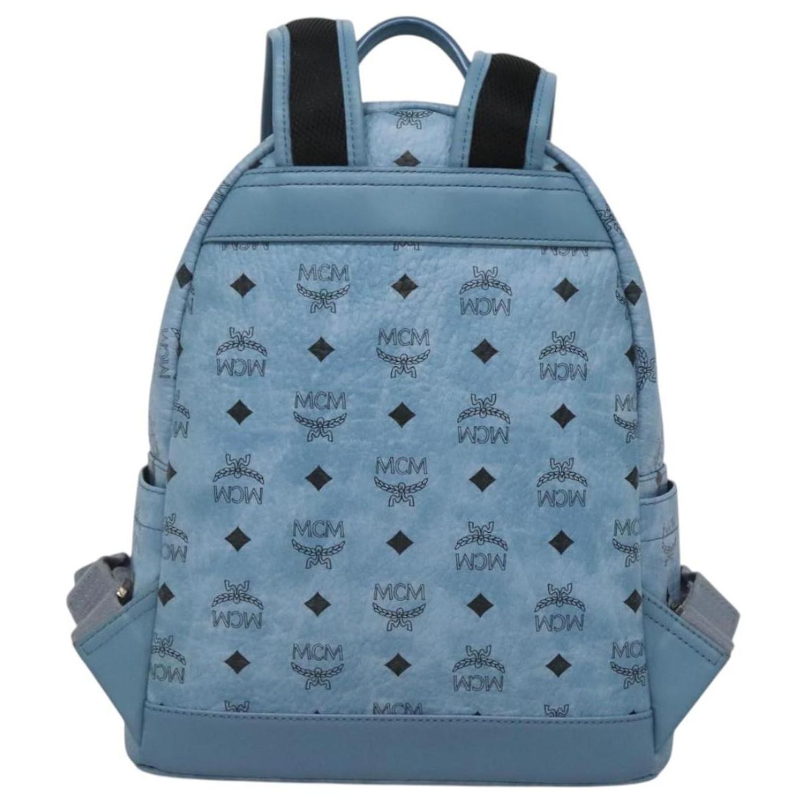 MCM Vicetos Logogram Backpack PVC Leather Beige Auth th6195 MCM Striped Visetos Small Stark Backpack Beige 1800028  main image 4