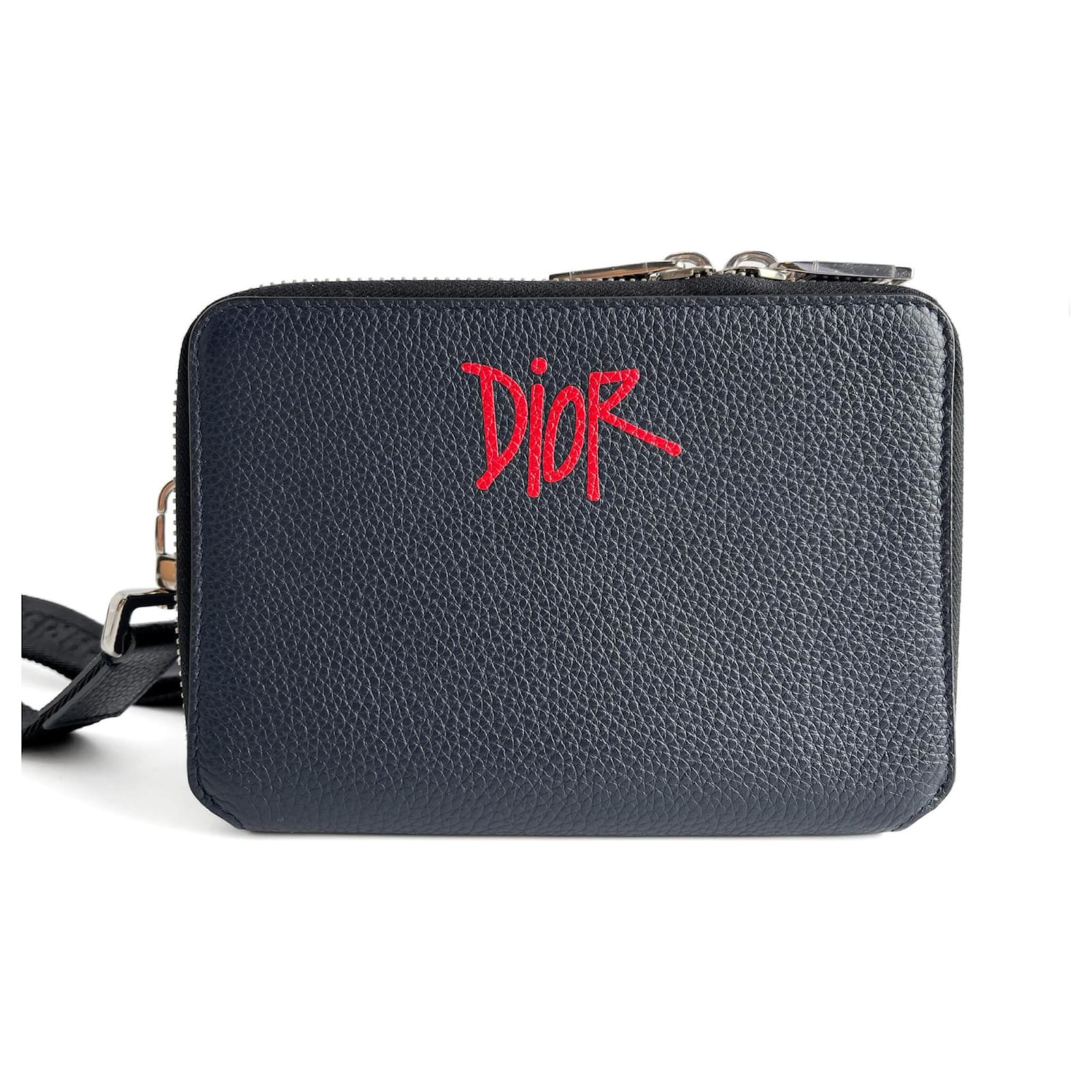 Dior x Shawn Stussy Leather 2-Ways Camera Crossbody Blue ref