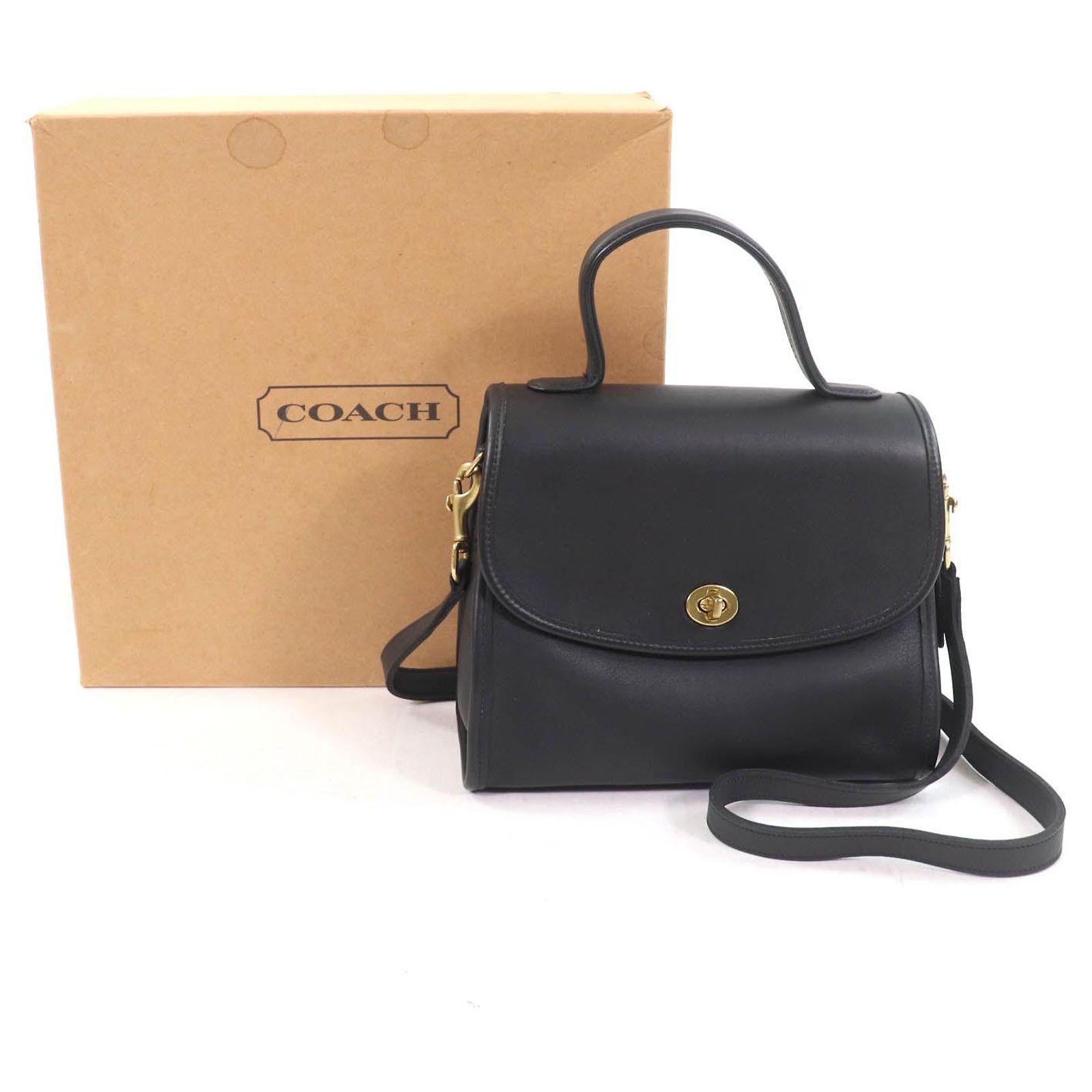 Coach Old Coach Charm Glove Leather 2way Shoulder Bag Black ref 