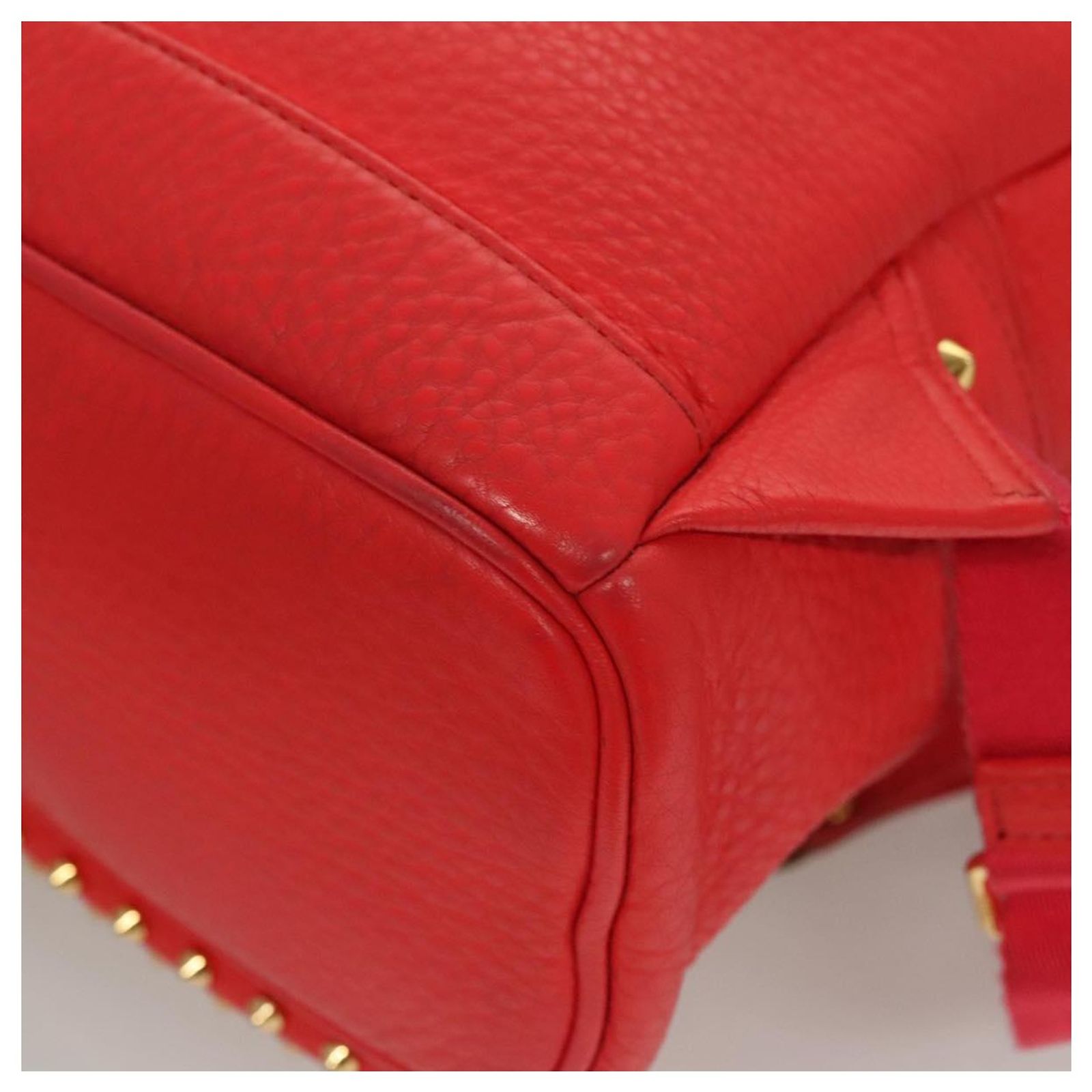 MCM Studs Backpack Leather Red Gold Auth 122310 MCM Studs Backpack Leather Red Gold Auth 122310 Golden ref  main image 2
