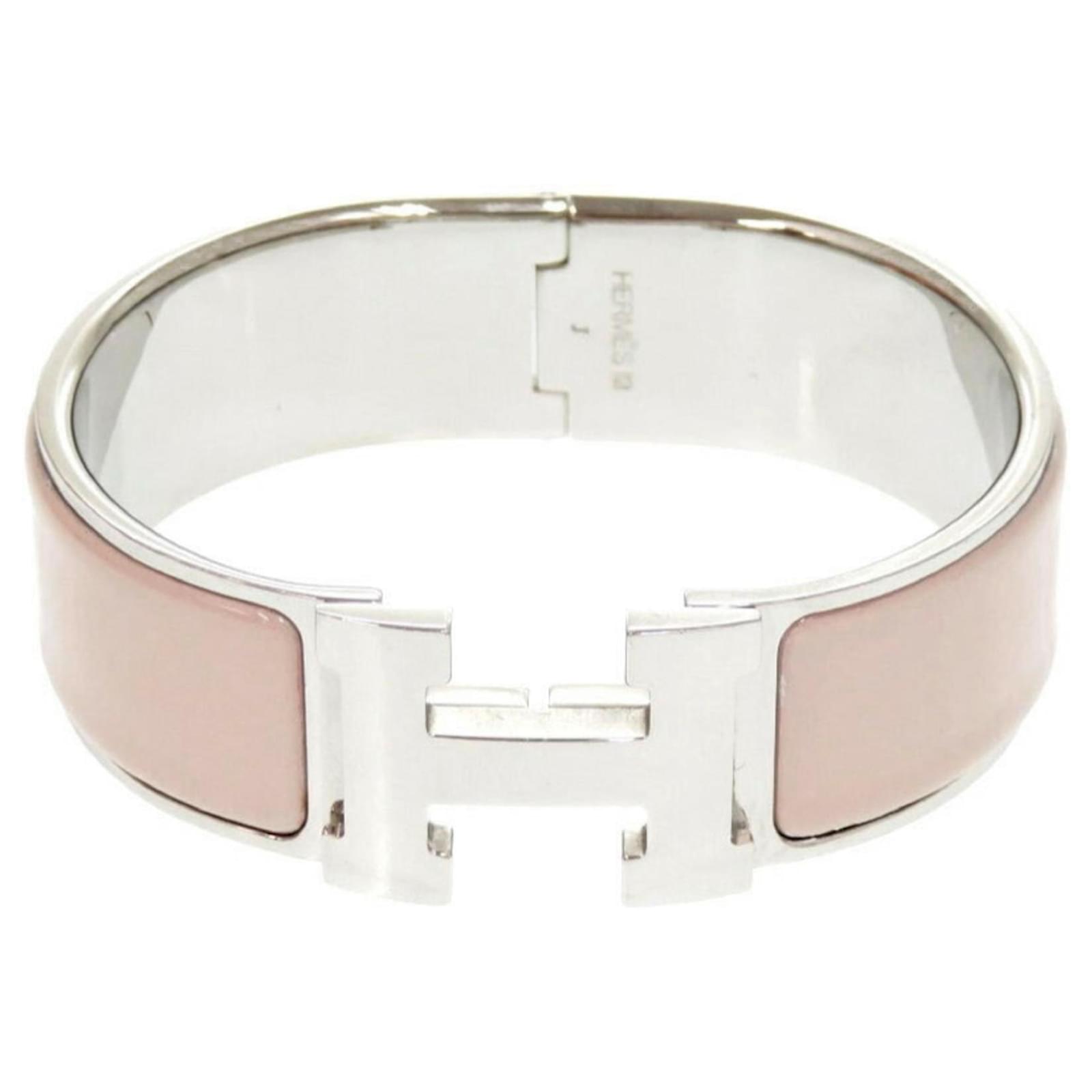 Hermès Hermes H Motif Click Clack GM Bangle Silvery Beige Metal