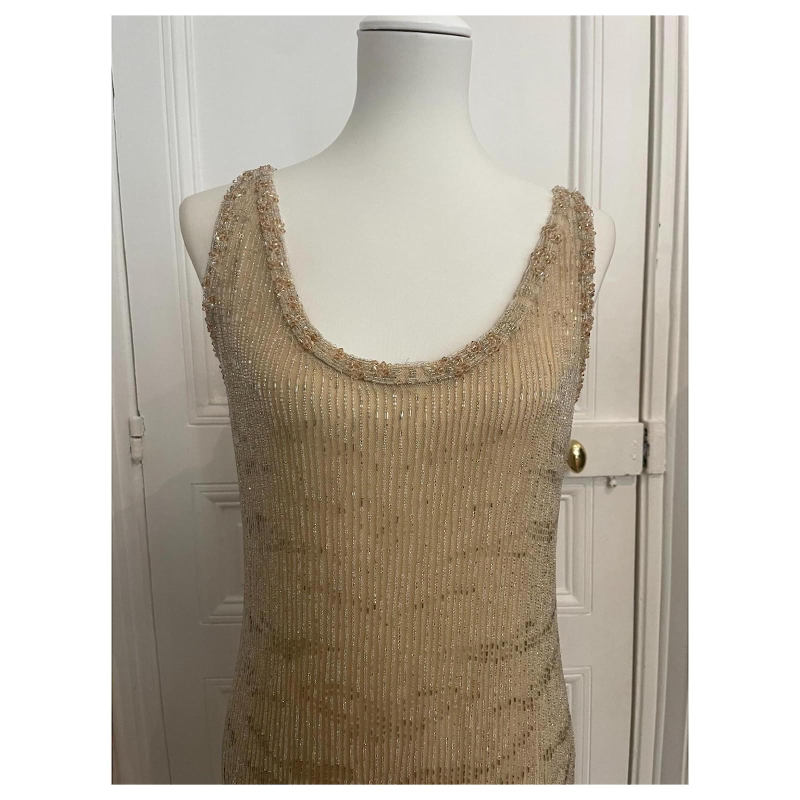 roberto cavalli gold dress 2004 Roberto Cavalli Metallic Silk 'Lady Print' High-Slit Trained Gown