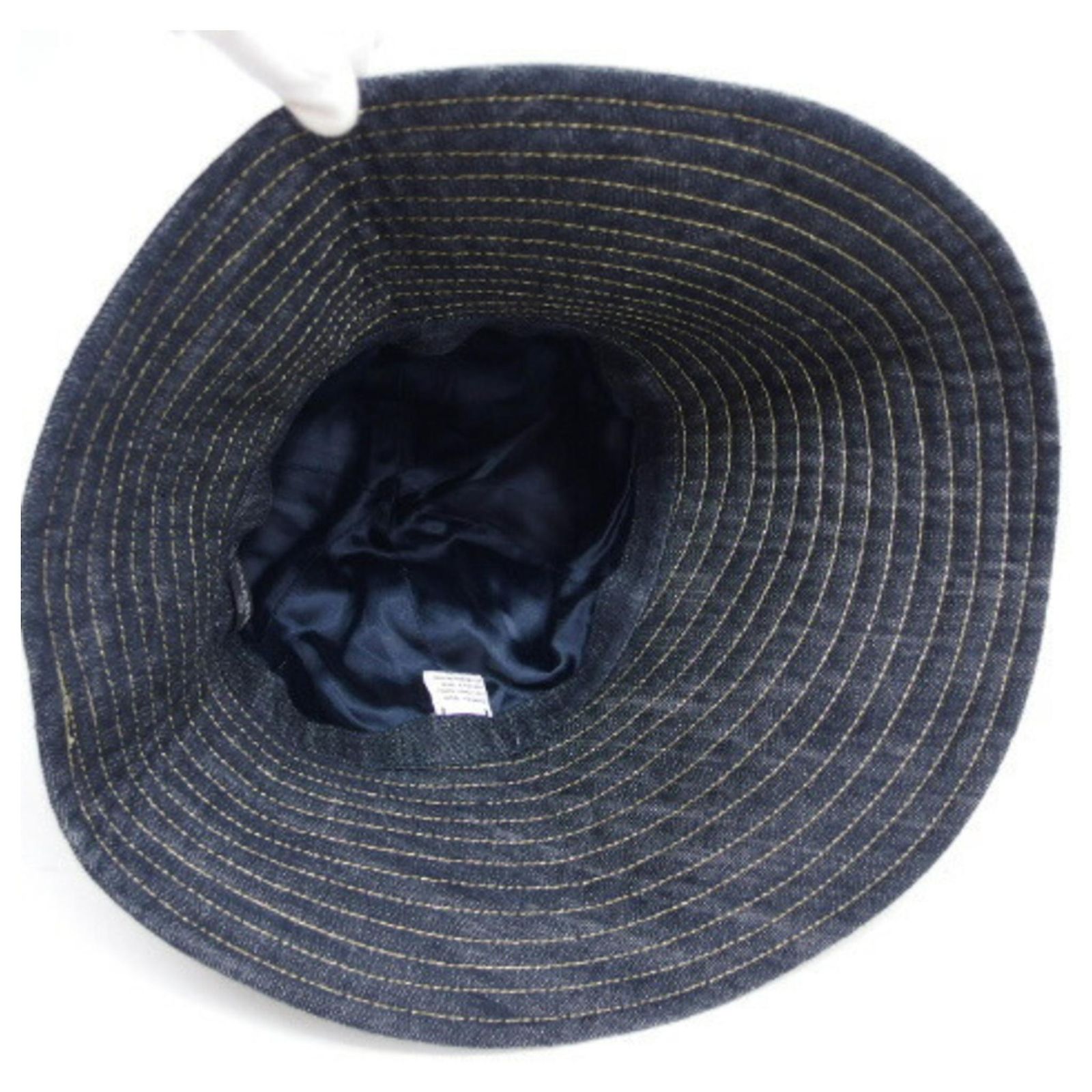 Authentic Chanel Denim Bucket Hat w/sparkling gold stitching, Navy denim blue Chanel Sparkling Denim Bucket Hat Navy blue ref.2239018  main image 3