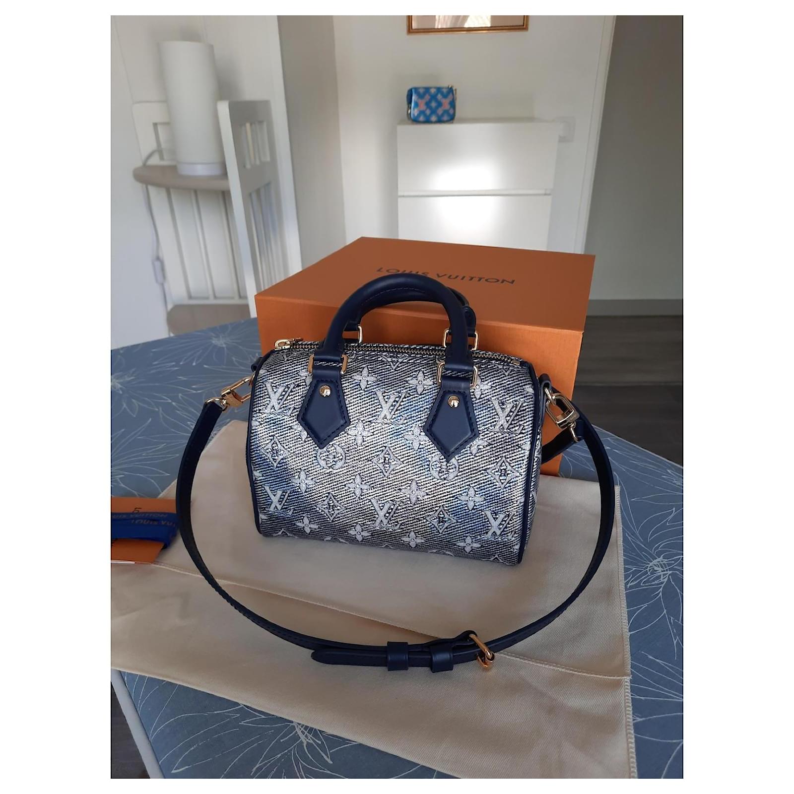 Louis Vuitton Speedy Bandoulière 20 Monoglam Blau mit LV-Rechnung