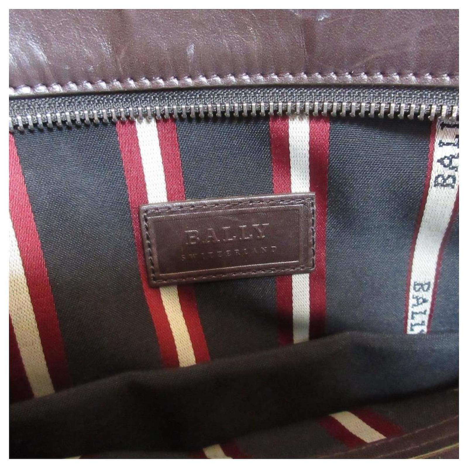 BALLY Trainspotting TACILO Leather Tote Bag Brown ref.JC2244075