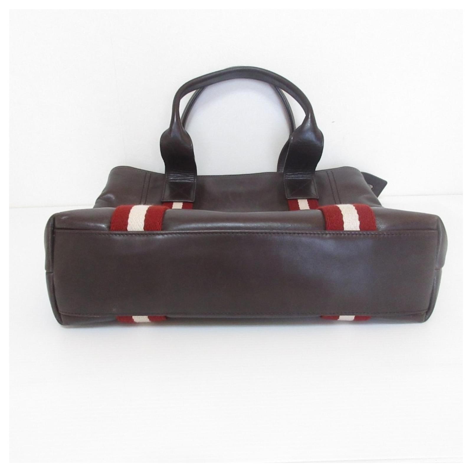 BALLY Trainspotting TACILO Leather Tote Bag Brown ref.JC2244075