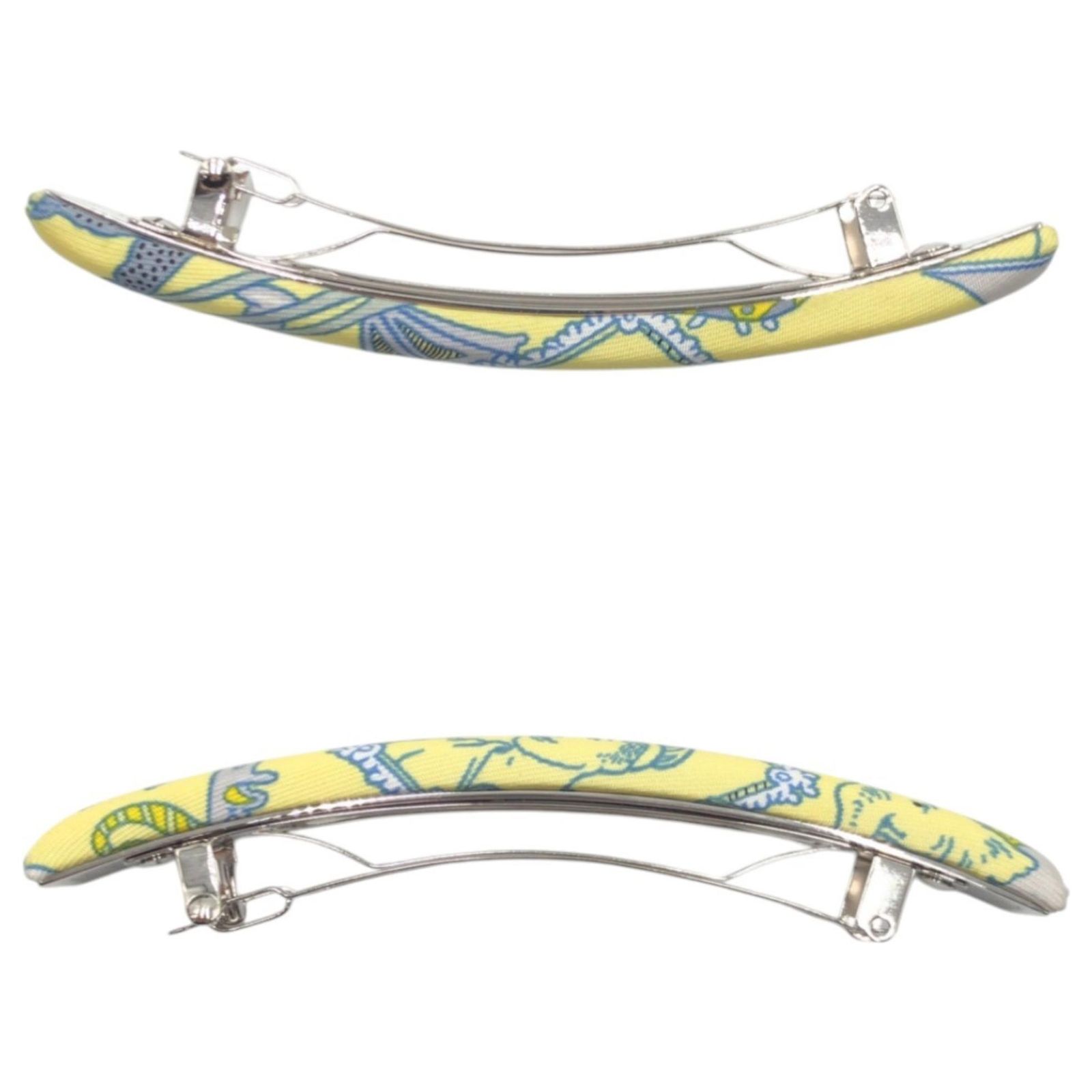 Hermès Hermes Silk Barrette Hair Accessory Silvery Yellow 