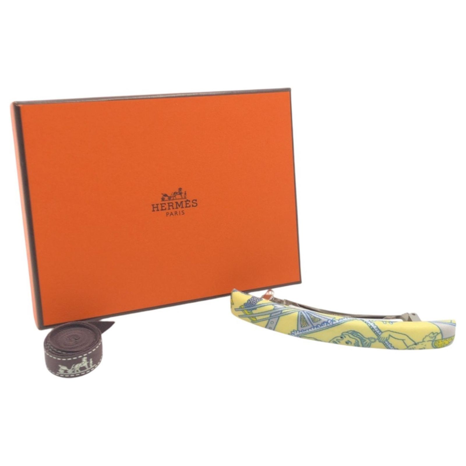 Hermès Hermes Silk Barrette Hair Accessory Silvery Yellow  display picture 1