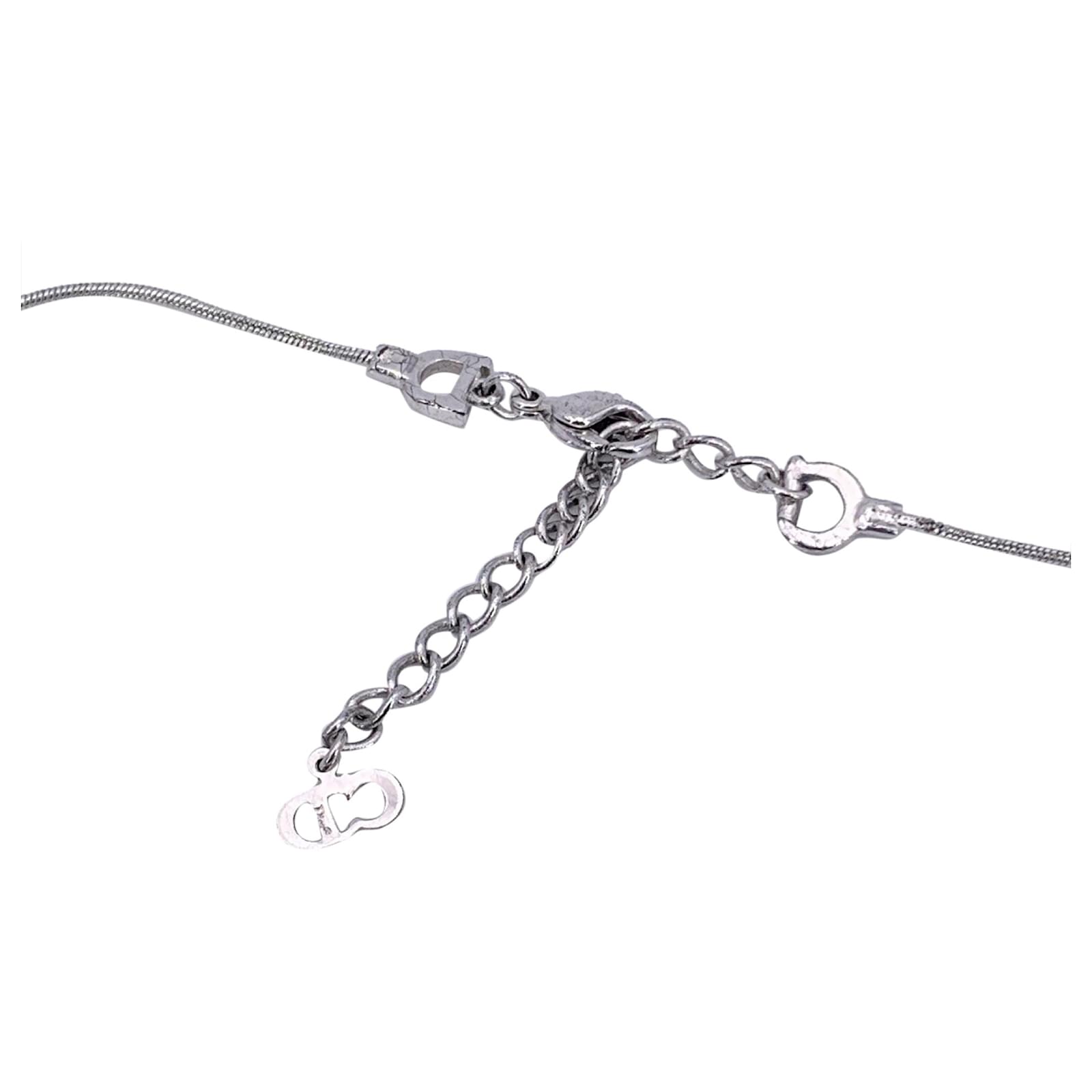 Collier Vintage Argenté Avec Cristaux – Métal – Occasion