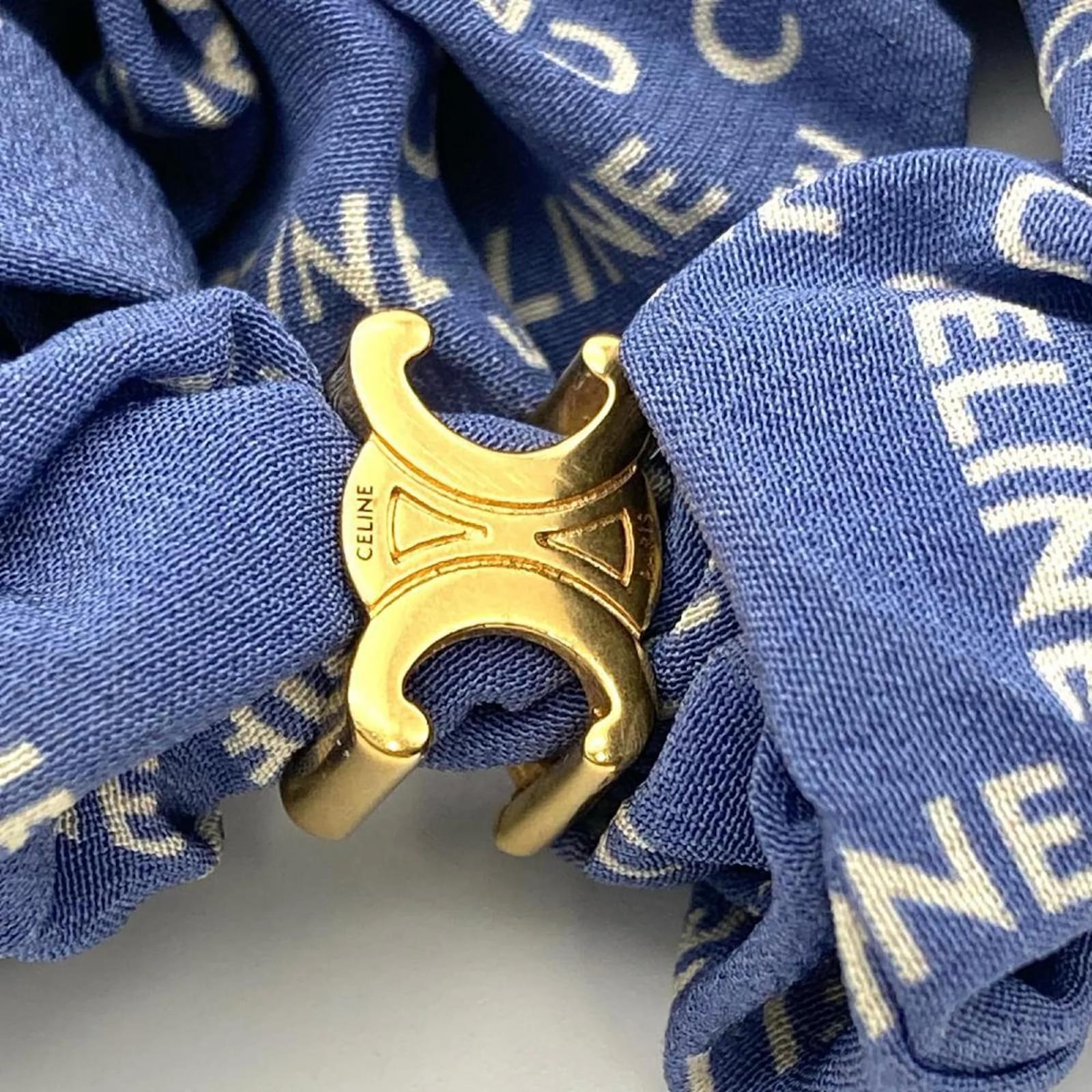 Céline Celine Triomphe Silk Scrunchie in Blue ref.2245798