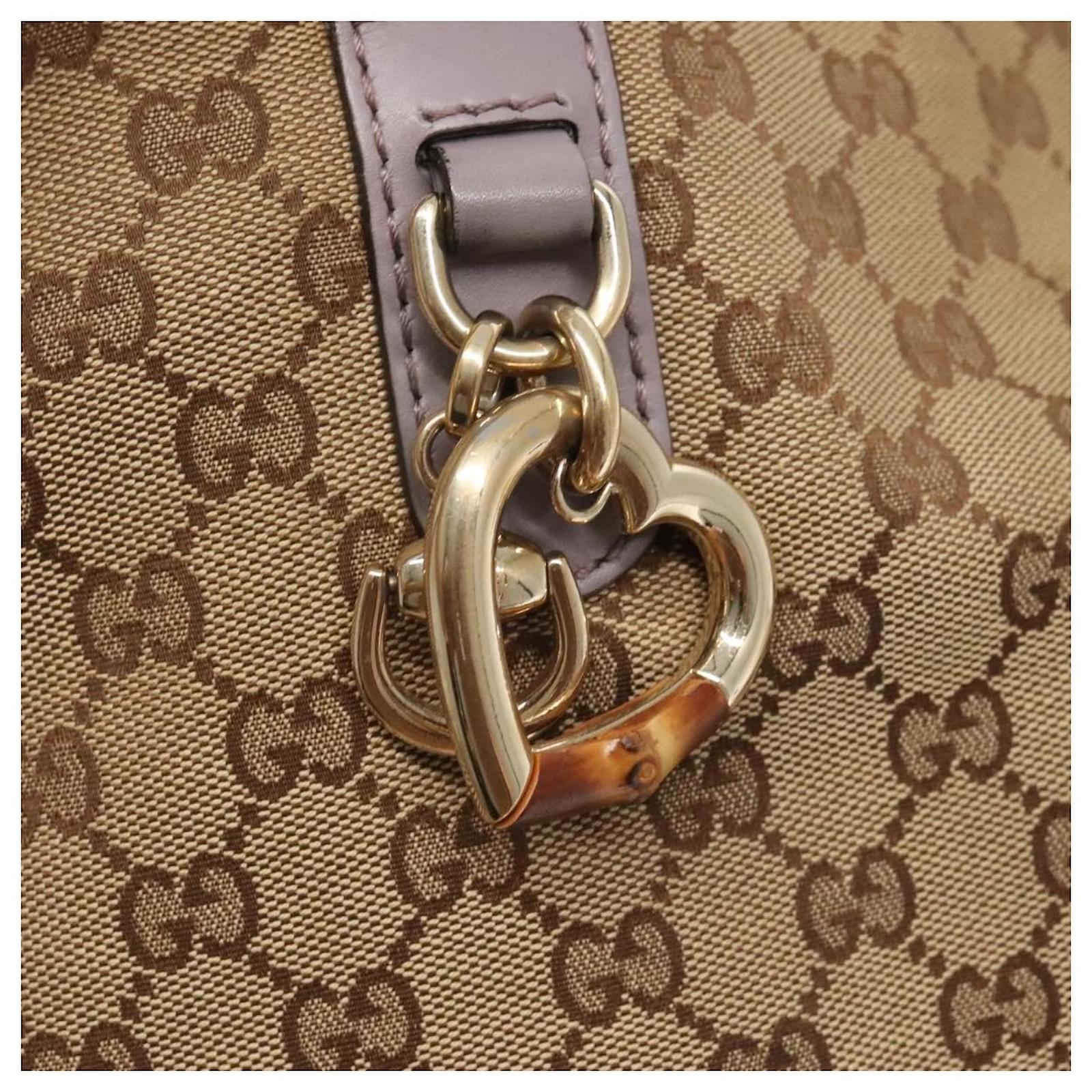 GUCCI GG Canvas Tote Bag Beige gold 269956 Auth 124245 Golden