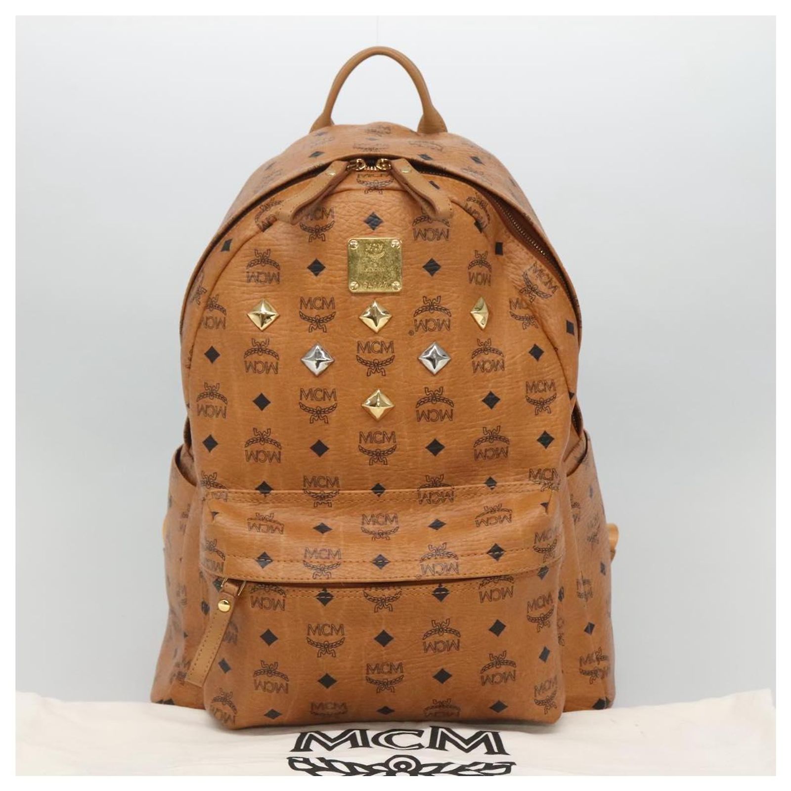 MCM Vicetos Logogram Backpack PVC Leather Pink Gold Auth BA7032 MCM Vicetos Logogram Backpack PVC Leather Pink Gold Auth BA7032 main image 4