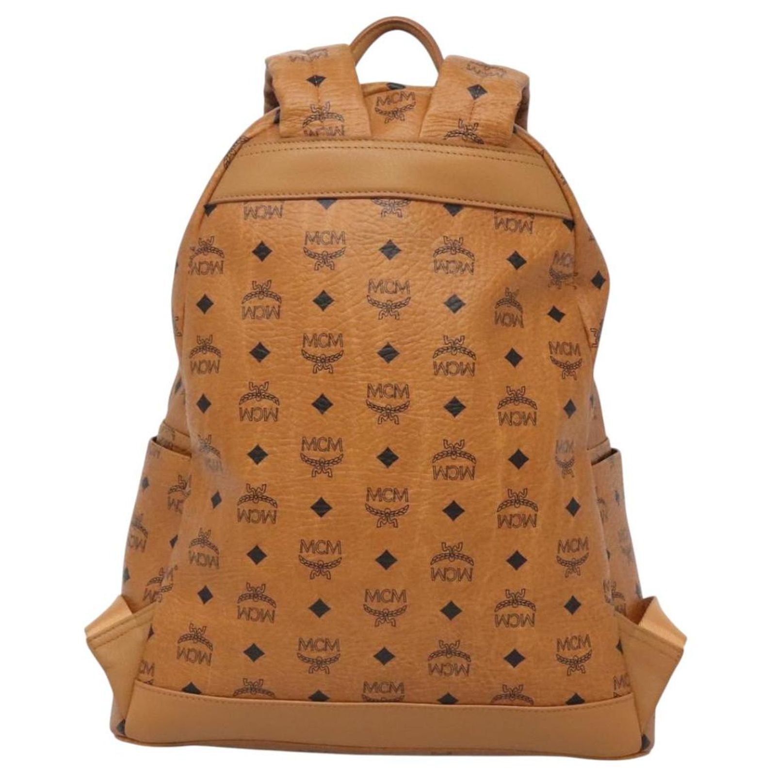 MCM Logogram Vicetos Backpack PVC Leather Brown Gold Auth  display picture 1