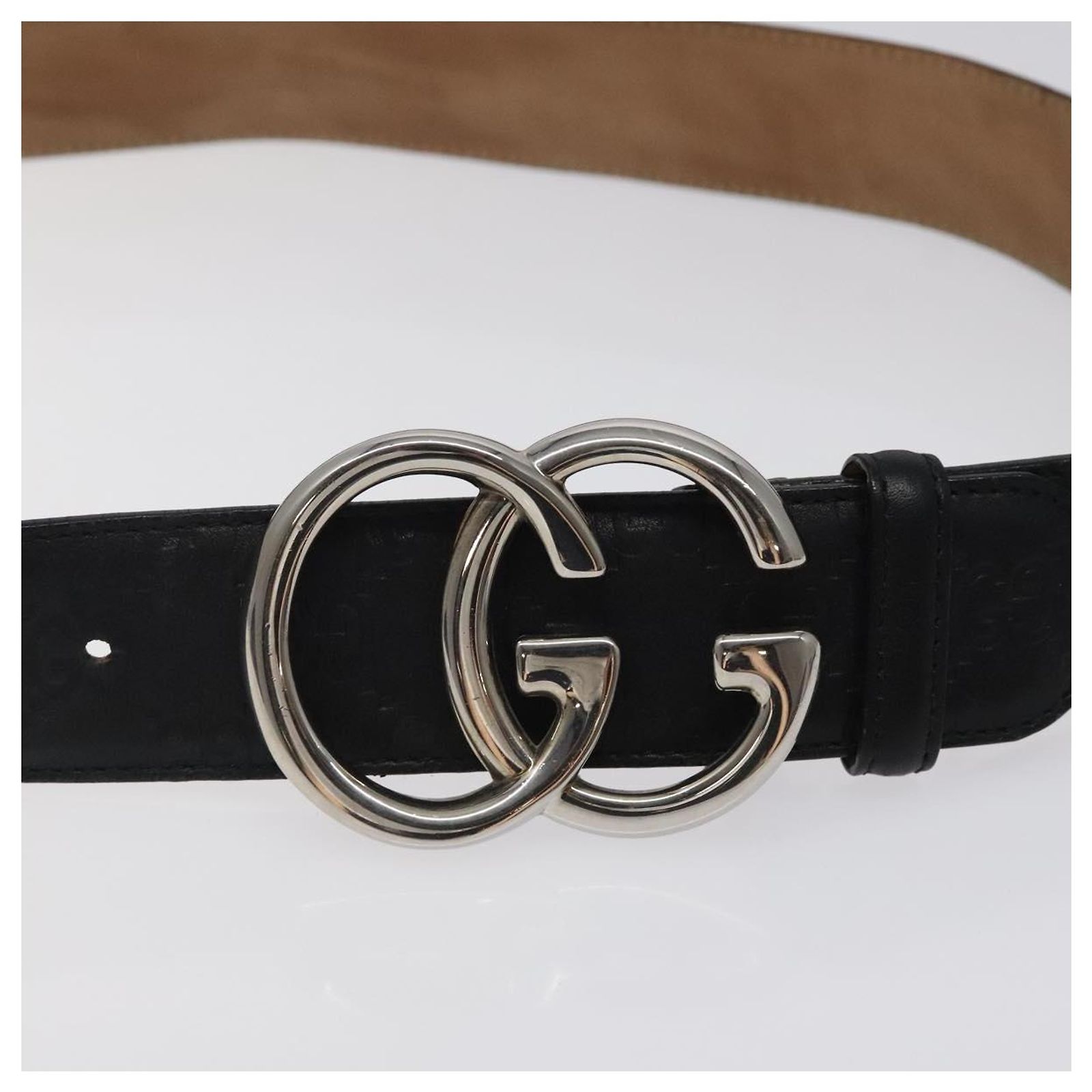 GUCCI GG Canvas Guccissima Belt Leather 37.8