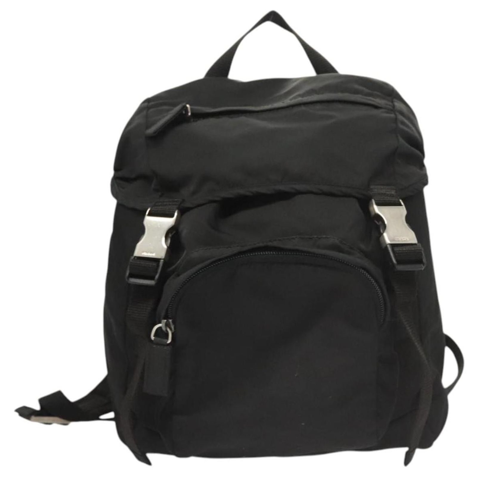PRADA Backpack Nylon Black Silver Auth 124087 Silvery ref 