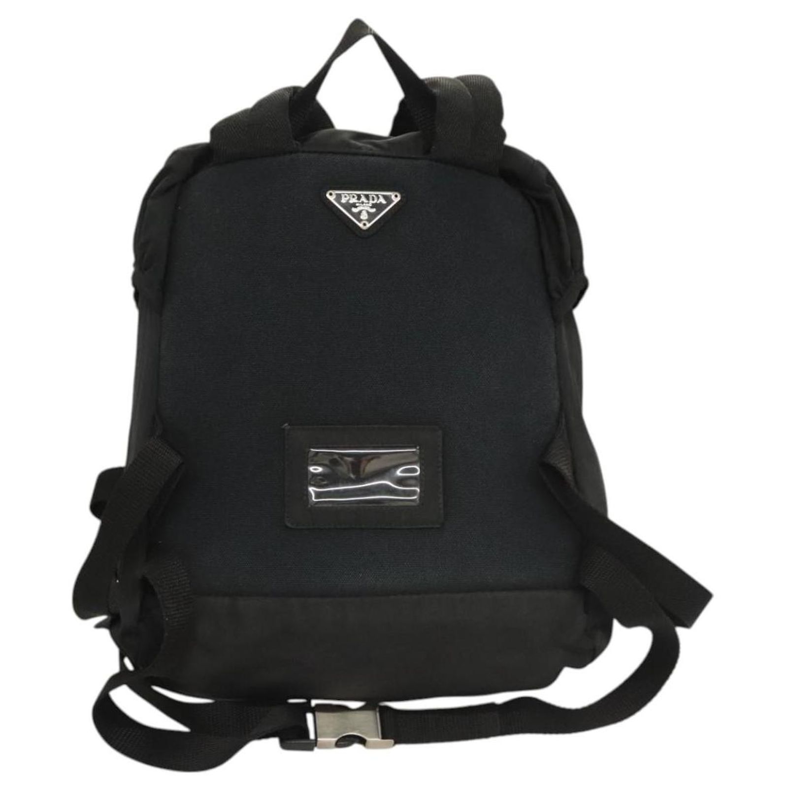 PRADA Backpack Nylon Black Silver Auth 124087 Silvery ref 