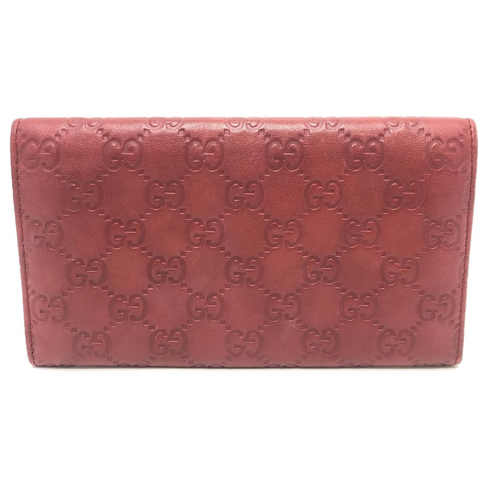 Gucci 212109 GG Shima Line Long Wallet Red Leather ref.JC2249219