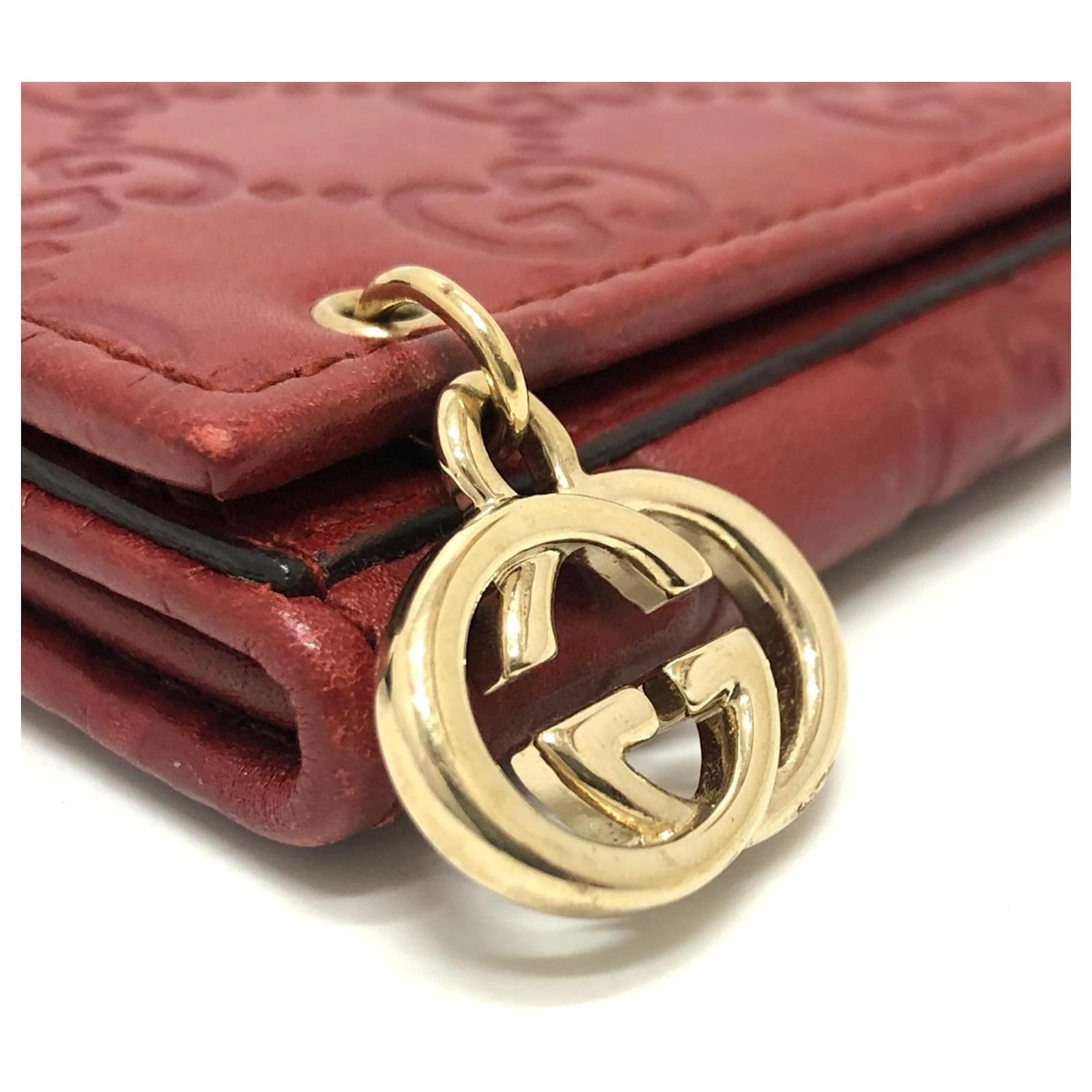 Gucci 212109 GG Shima Line Long Wallet Red Leather ref.JC2249219