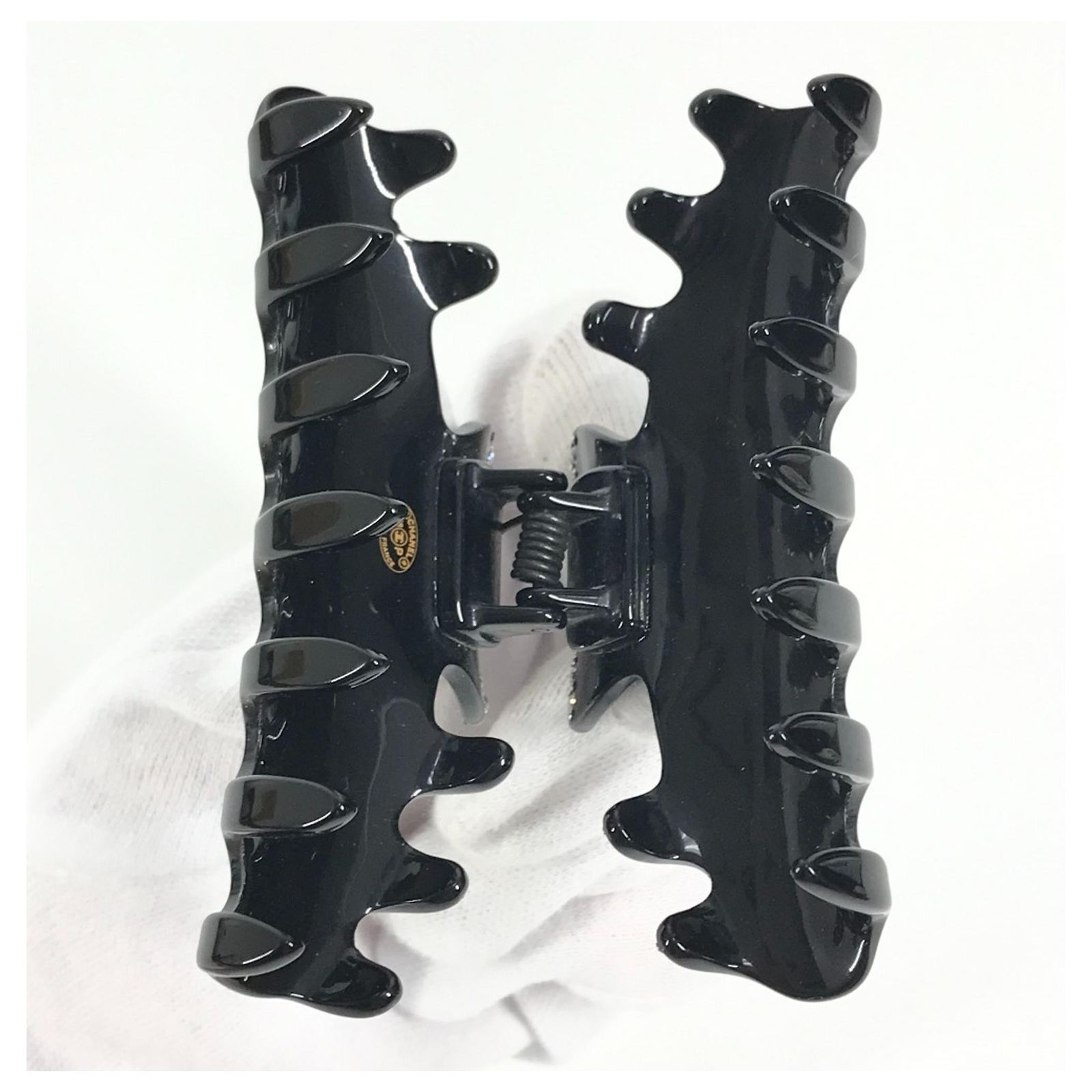 Chanel 08P CC Coco Mark Logo Hair Clip Black Plastic ref.JC2249651 