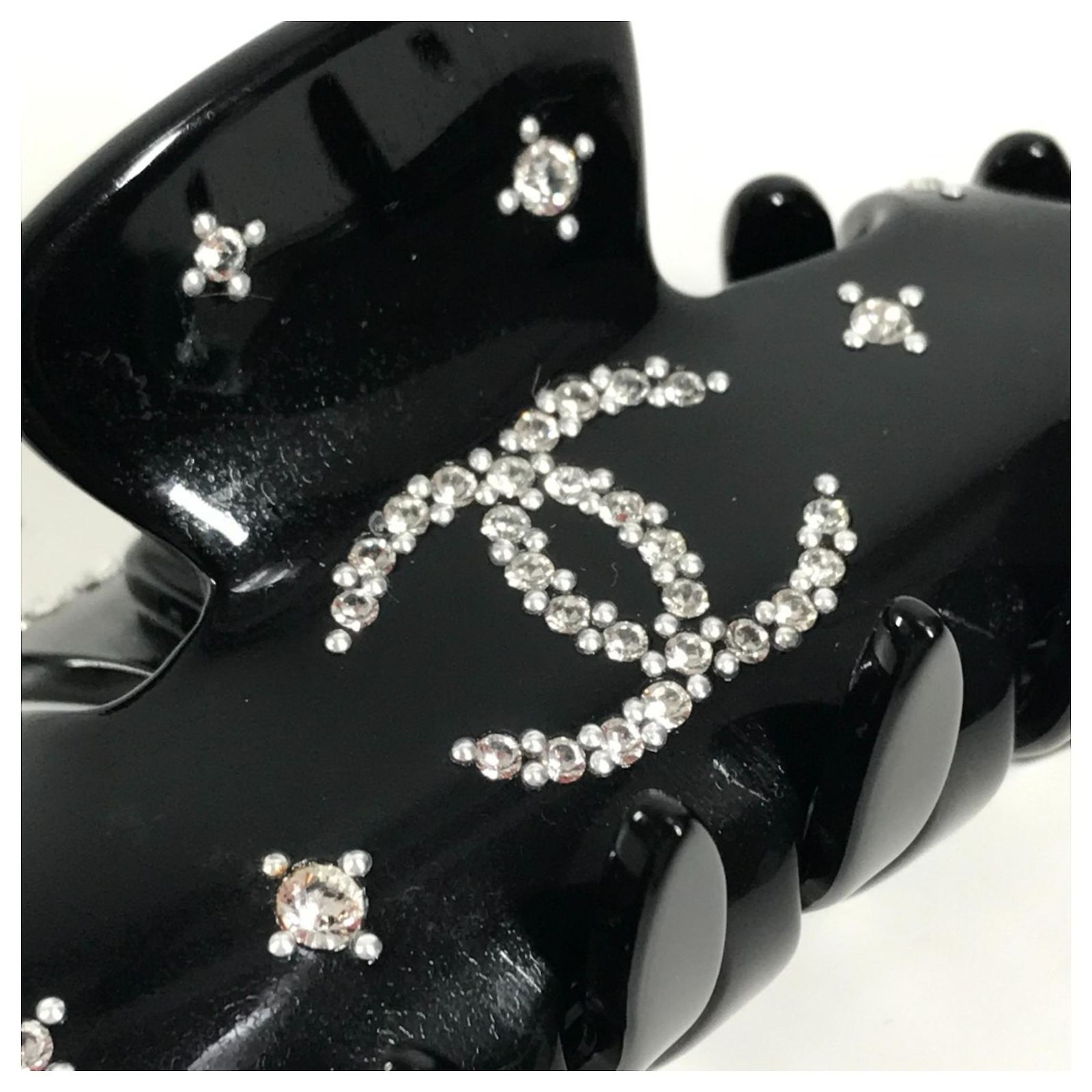 Chanel 08P CC Coco Mark Logo Hair Clip Black Plastic ref.JC2249651 