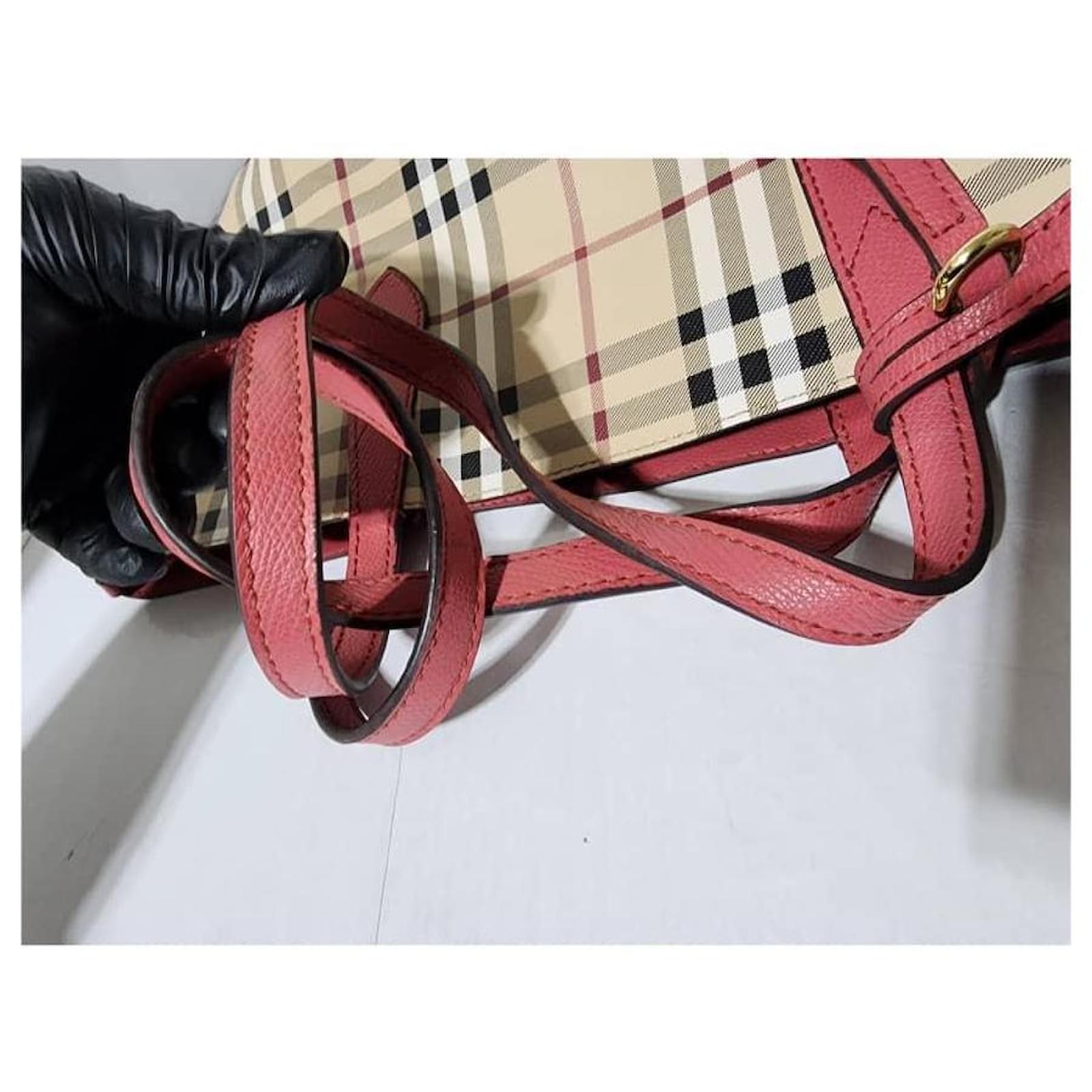 BURBERRY Haymarket Check Small Reversible Tote Bag Beige BURBERRY Haymarket Check Small Reversible Tote Bag Beige