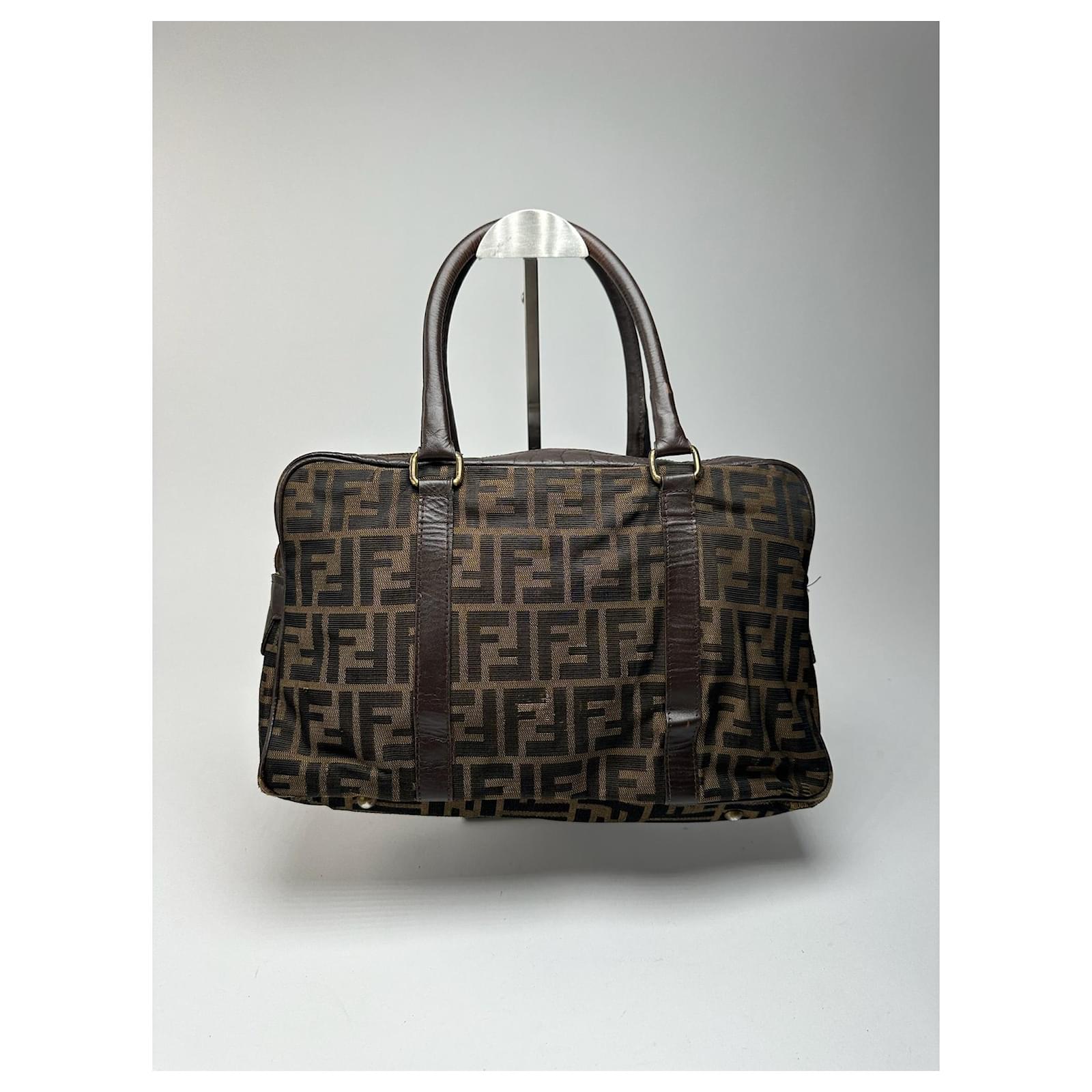 Vintage Fendi Roma Monogram Mini Boston Tasche braun Leder ref