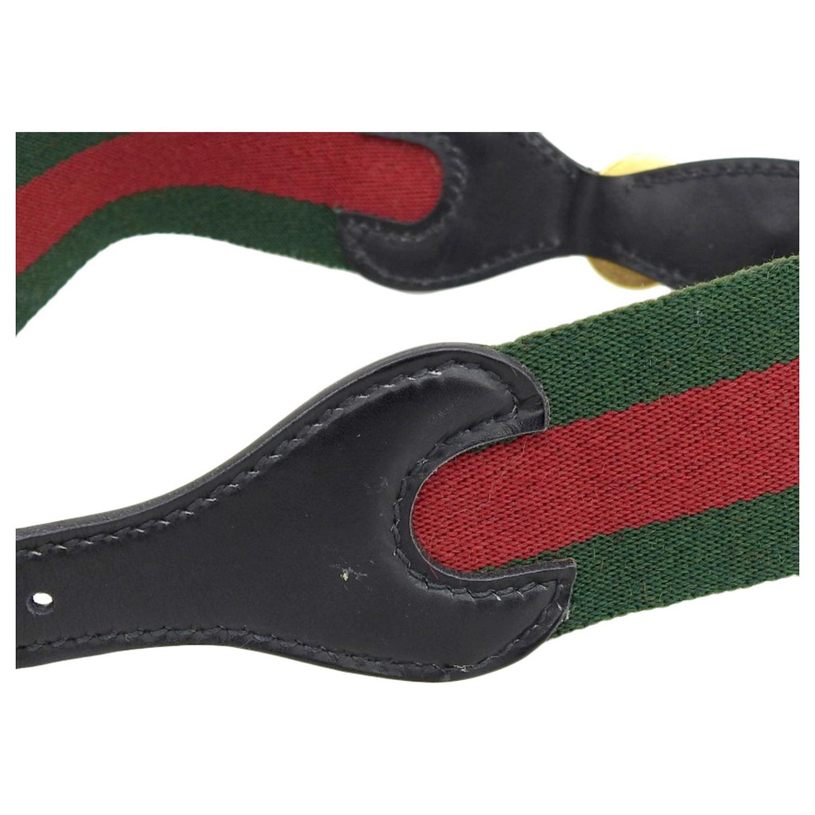 Gucci Vintage Sherry Line x Horsebit Belt Red Green ref  display picture 3