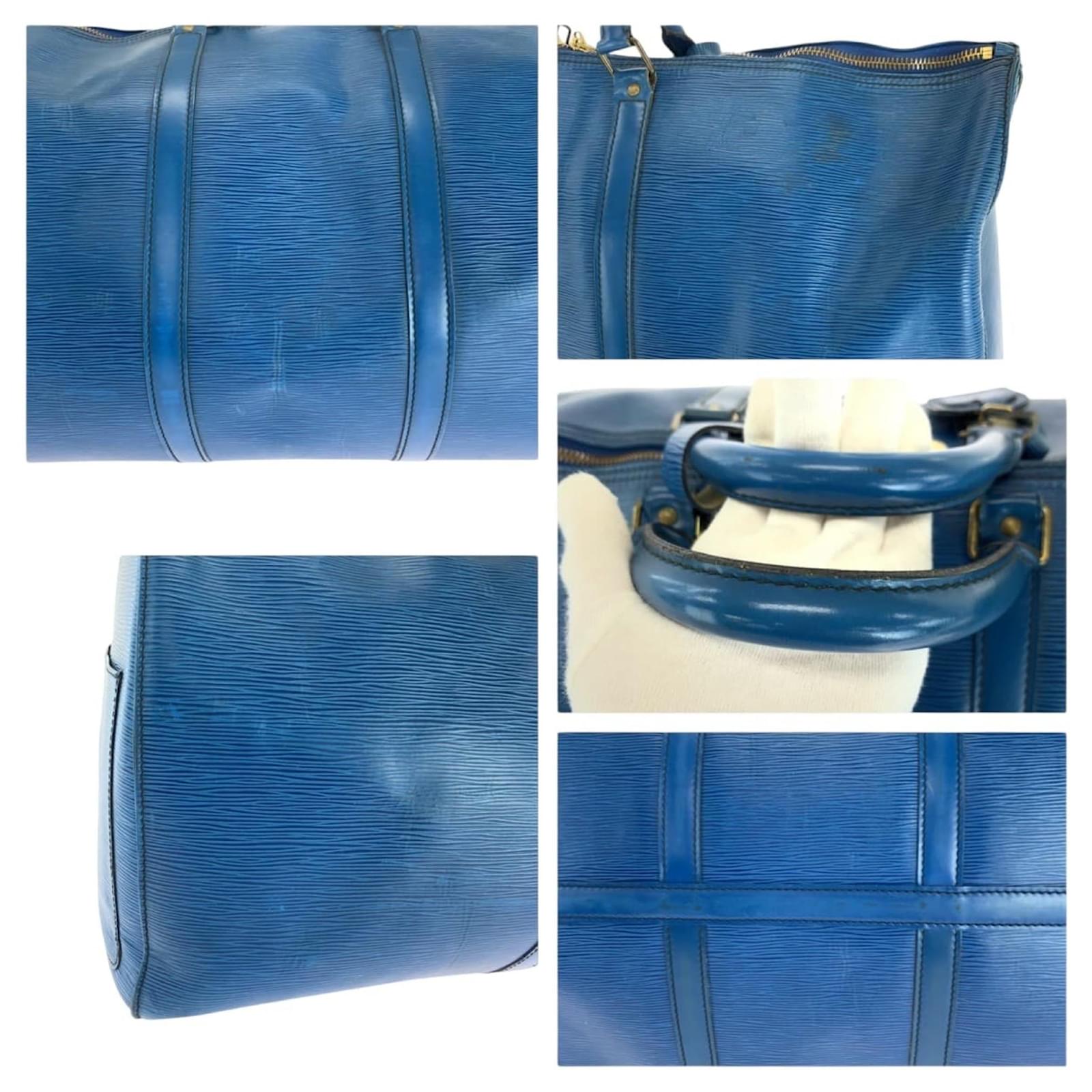Louis Vuitton Keepall 60 Blue Leather  ref.2254092