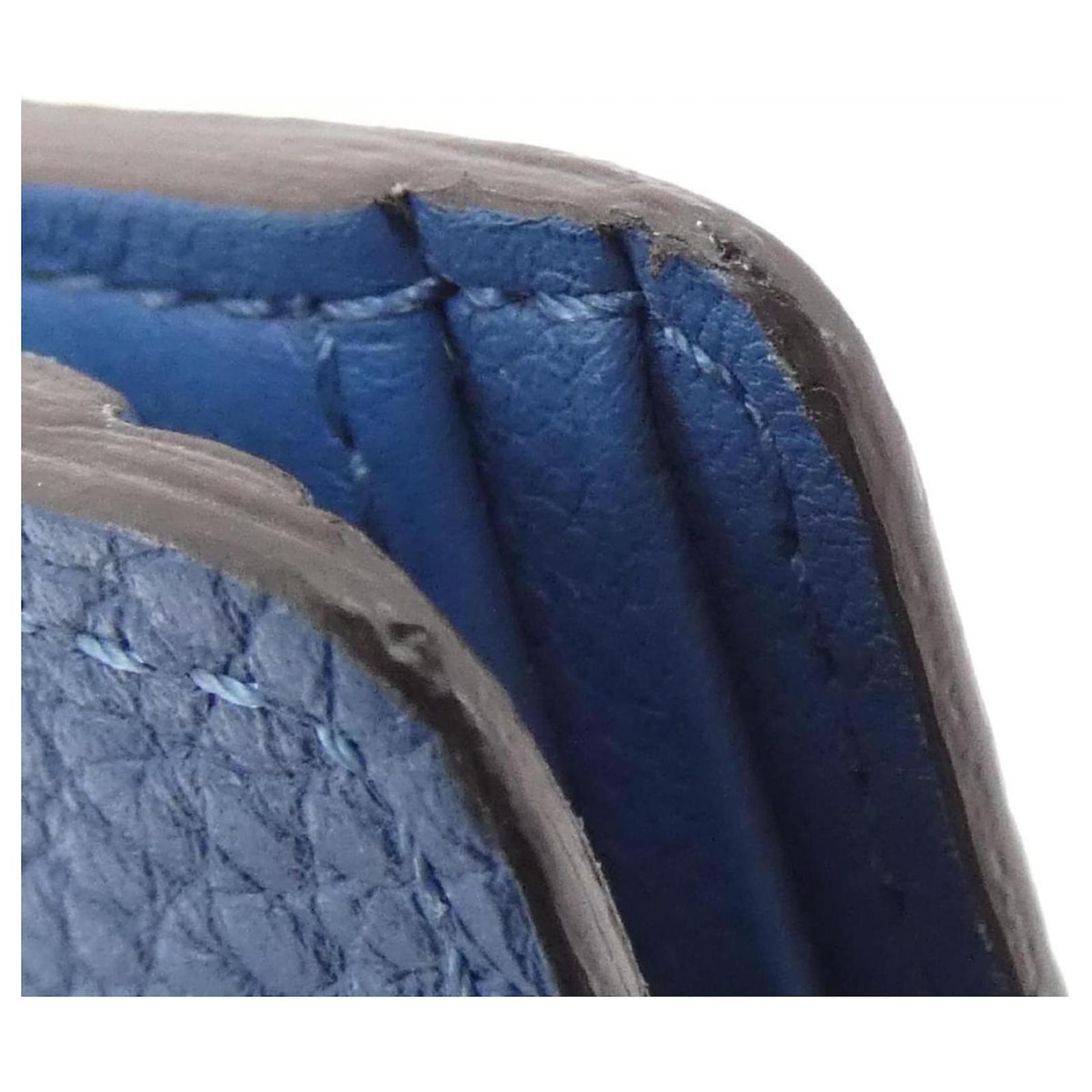 Louis Vuitton Taurillon Portefeuille Multiple M58190 Billfold Blue Leather ref.2255324