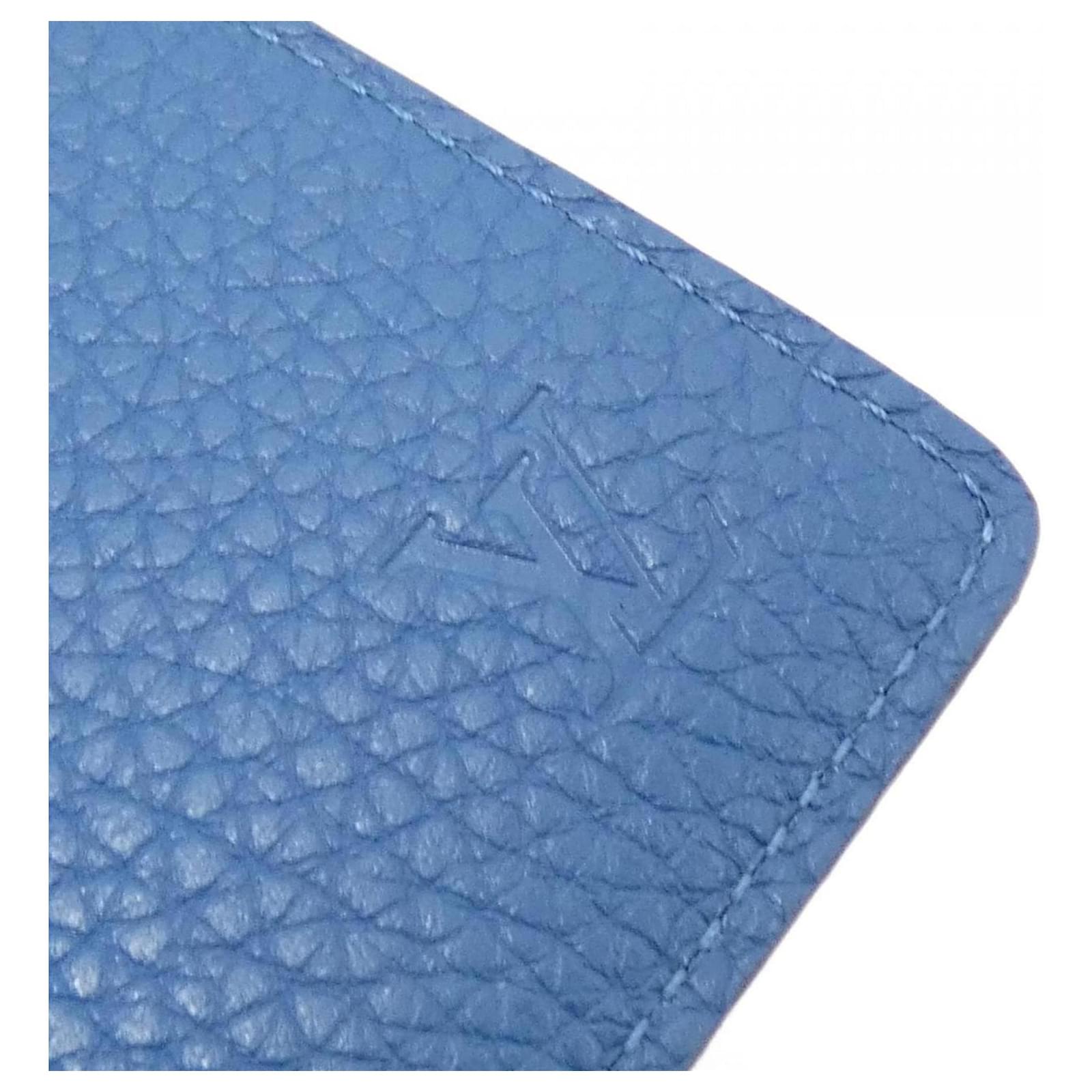 Louis Vuitton Taurillon Portefeuille Multiple M58190 Billfold Blue Leather ref.2255324