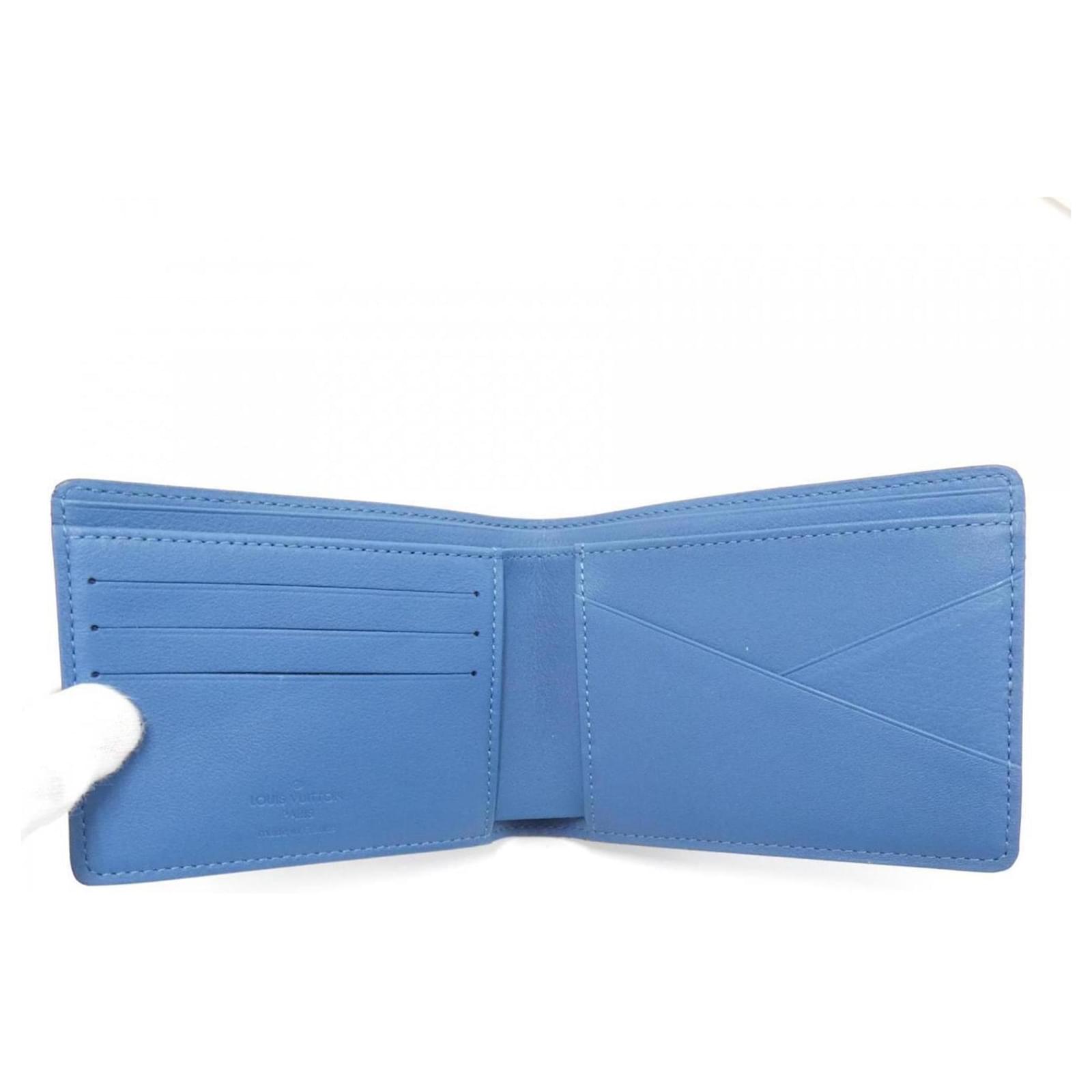 Louis Vuitton Taurillon Portefeuille Multiple M58190 Billfold Blue Leather ref.2255324