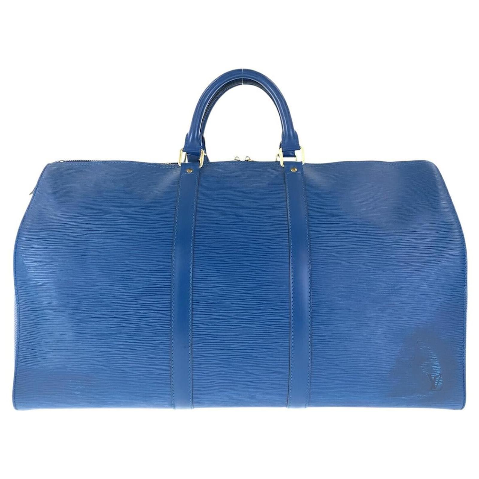 Louis Vuitton Epi Keepall 50 Boston Bag M42965 Blue Leather  ref.2256834