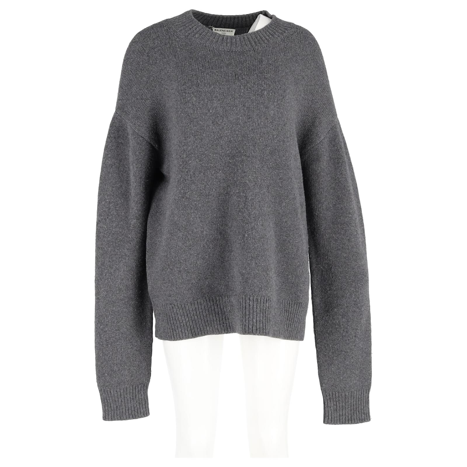 Balenciaga Knitted Crewneck Sweater in Grey Wool ref.2259262