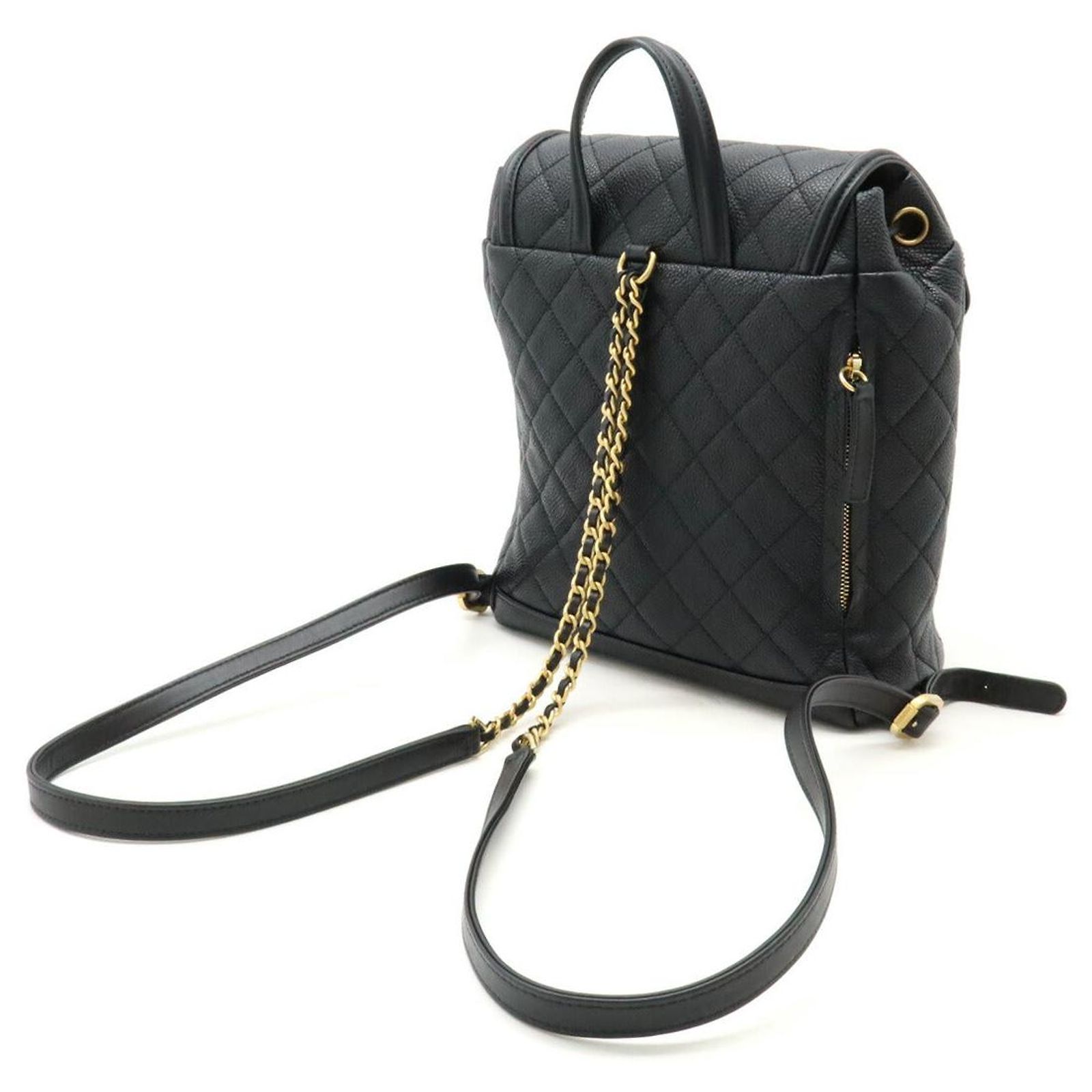 Chanel Caviar Skin CC Filigree Backpack A57090 Black Leather  display picture 3