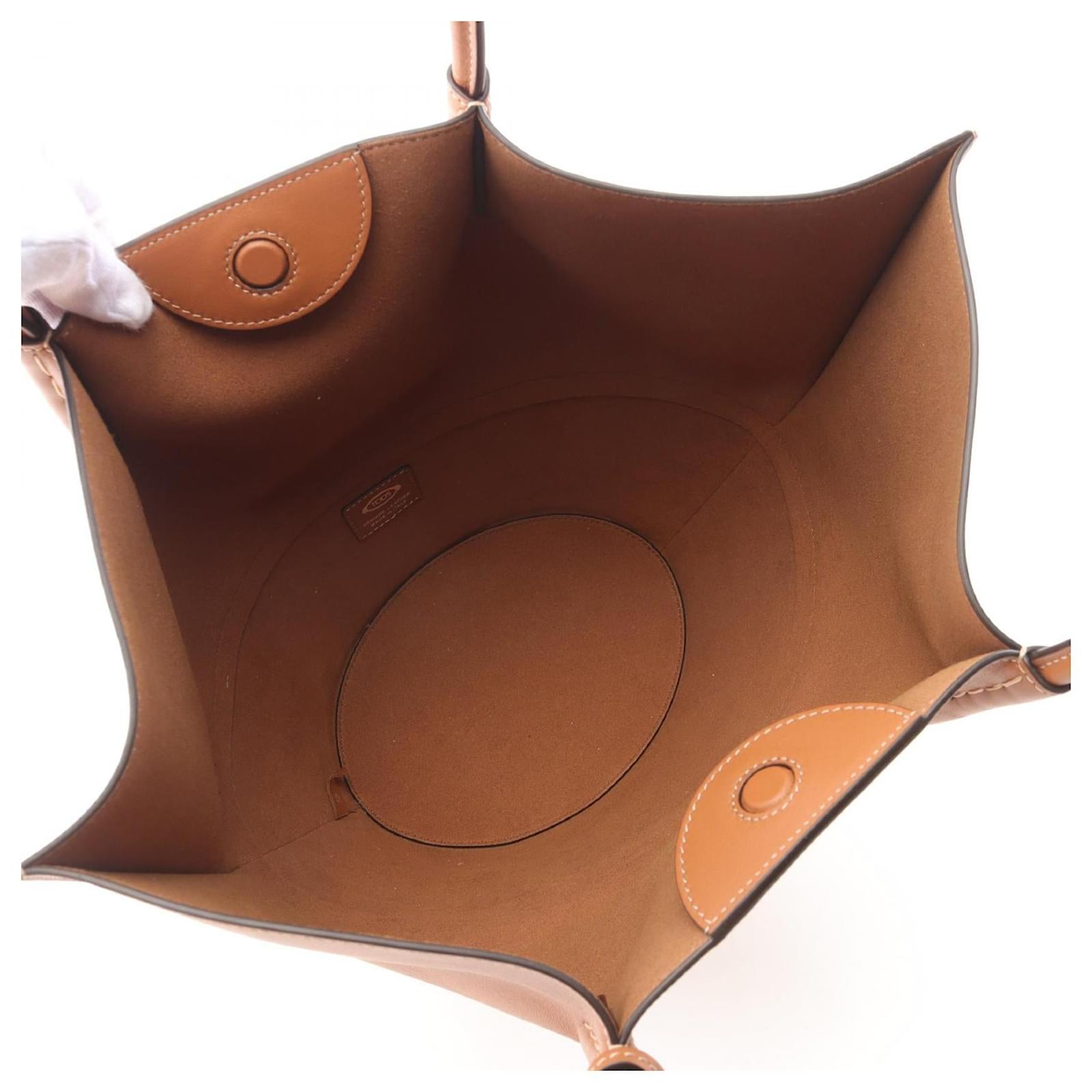 Borsa tote in pelle e rafia T Timeless di Tod's Marrone ref