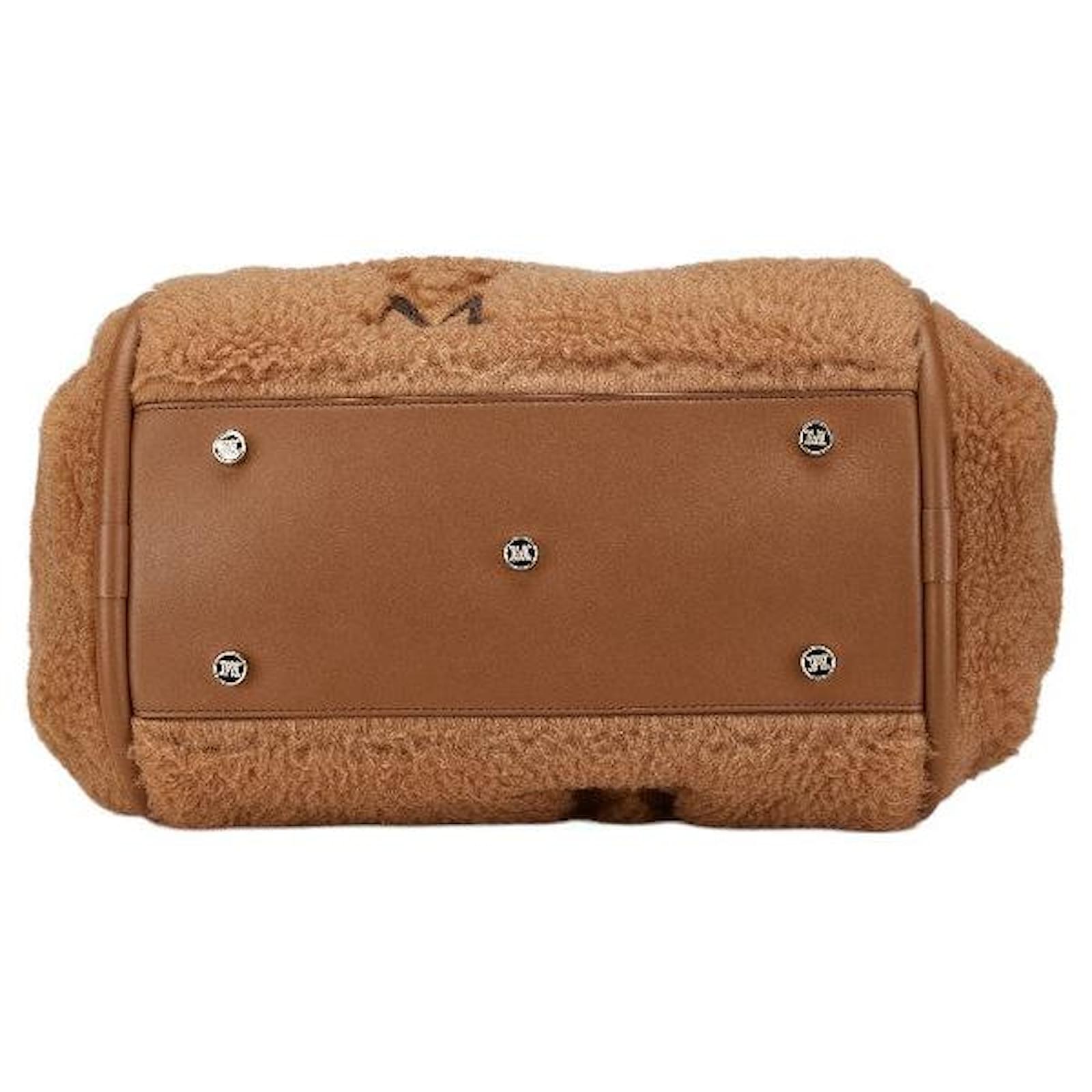 Max Mara Teddy Bear 2way Tasche aus Fell und Leder in Marine Braun