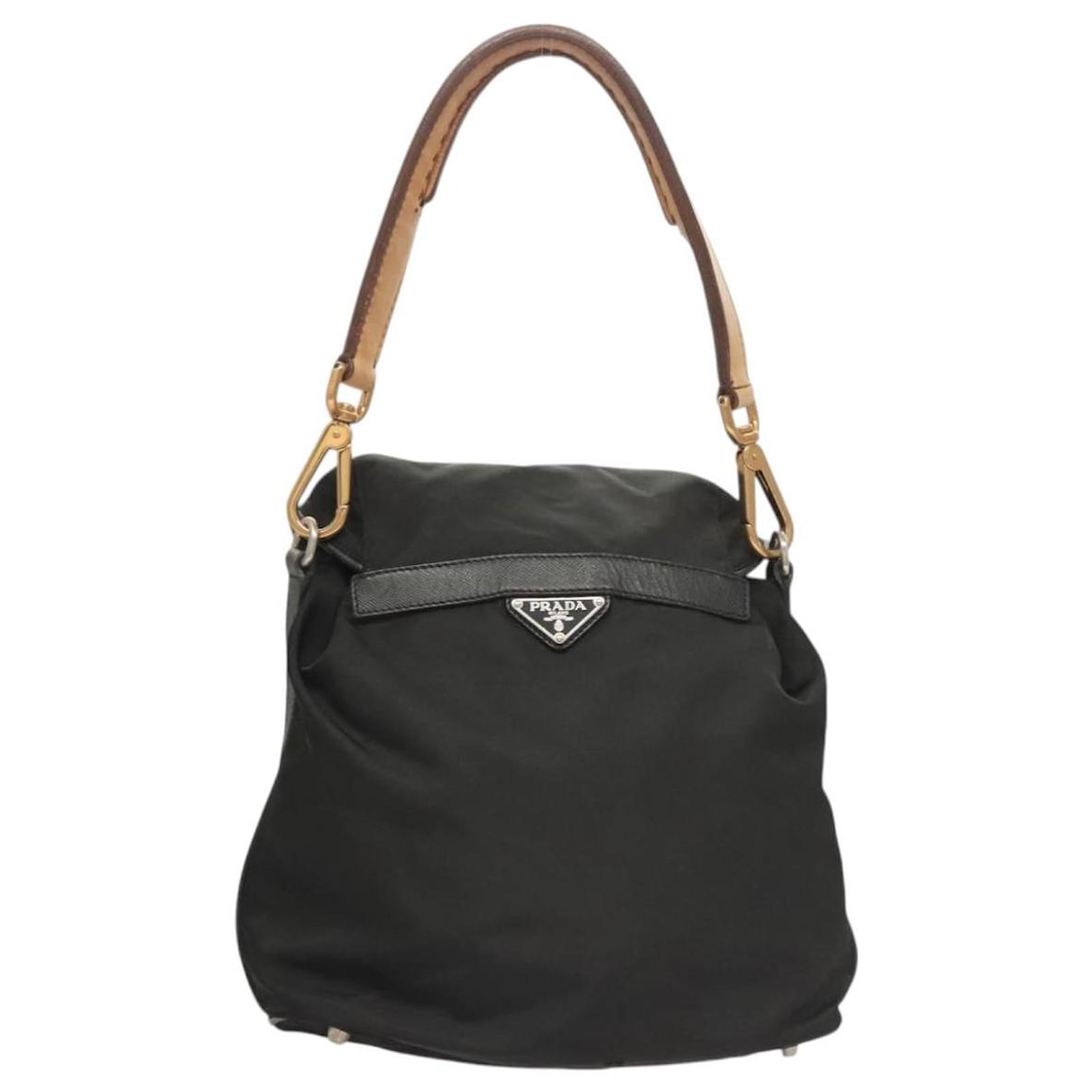 PRADA Shoulder Bag Nylon Black Gold Auth 123769 Golden ref.2267777