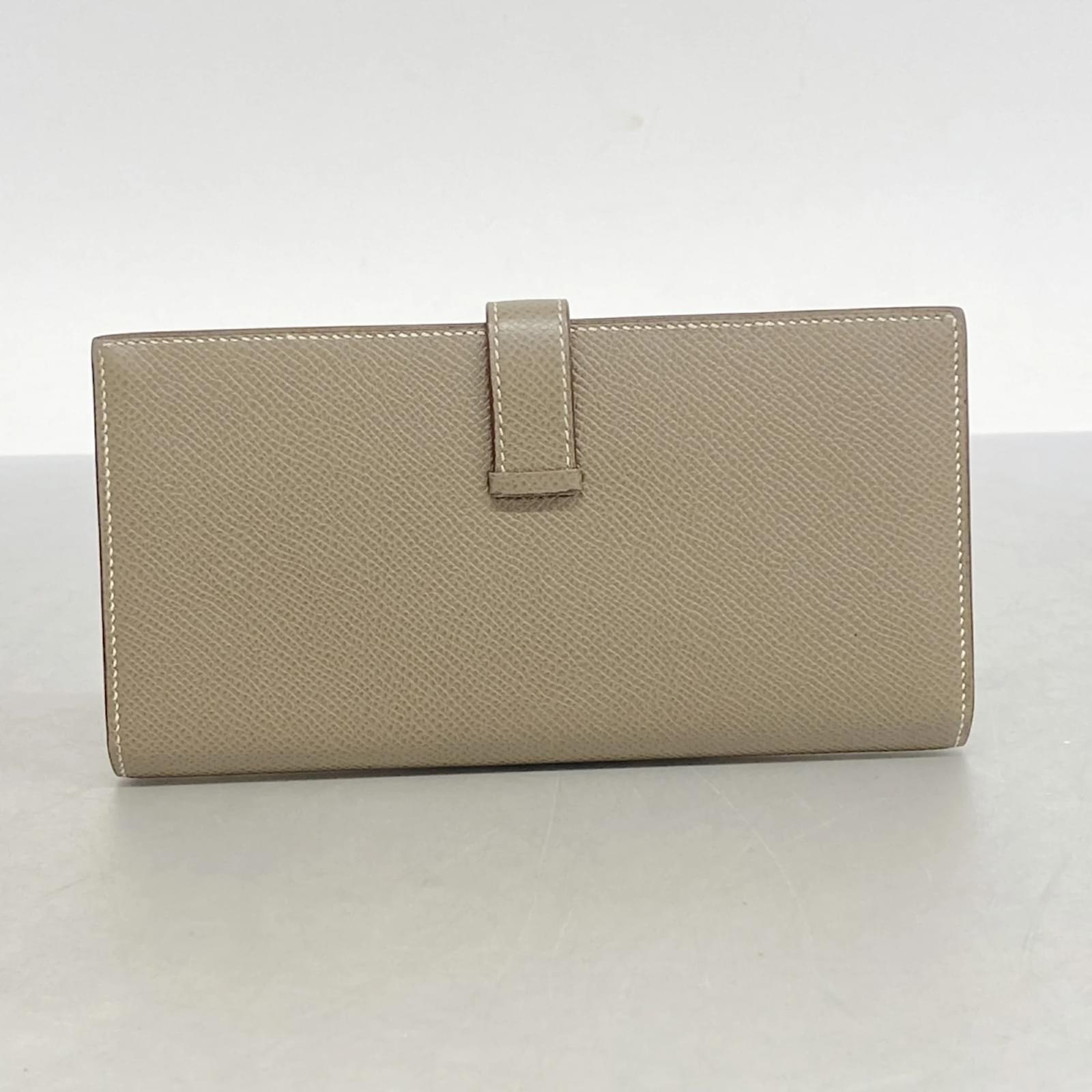 Hermès Hermes Long Wallet Bearn Soufflet Taupe Leather ref