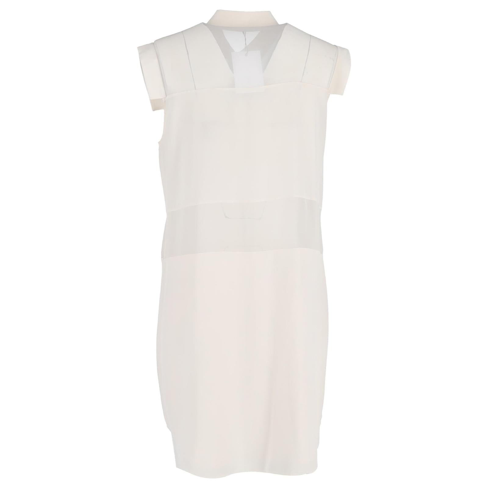 Alexander Wang Button-Down Mini Shirt Dress in Cream Silk White