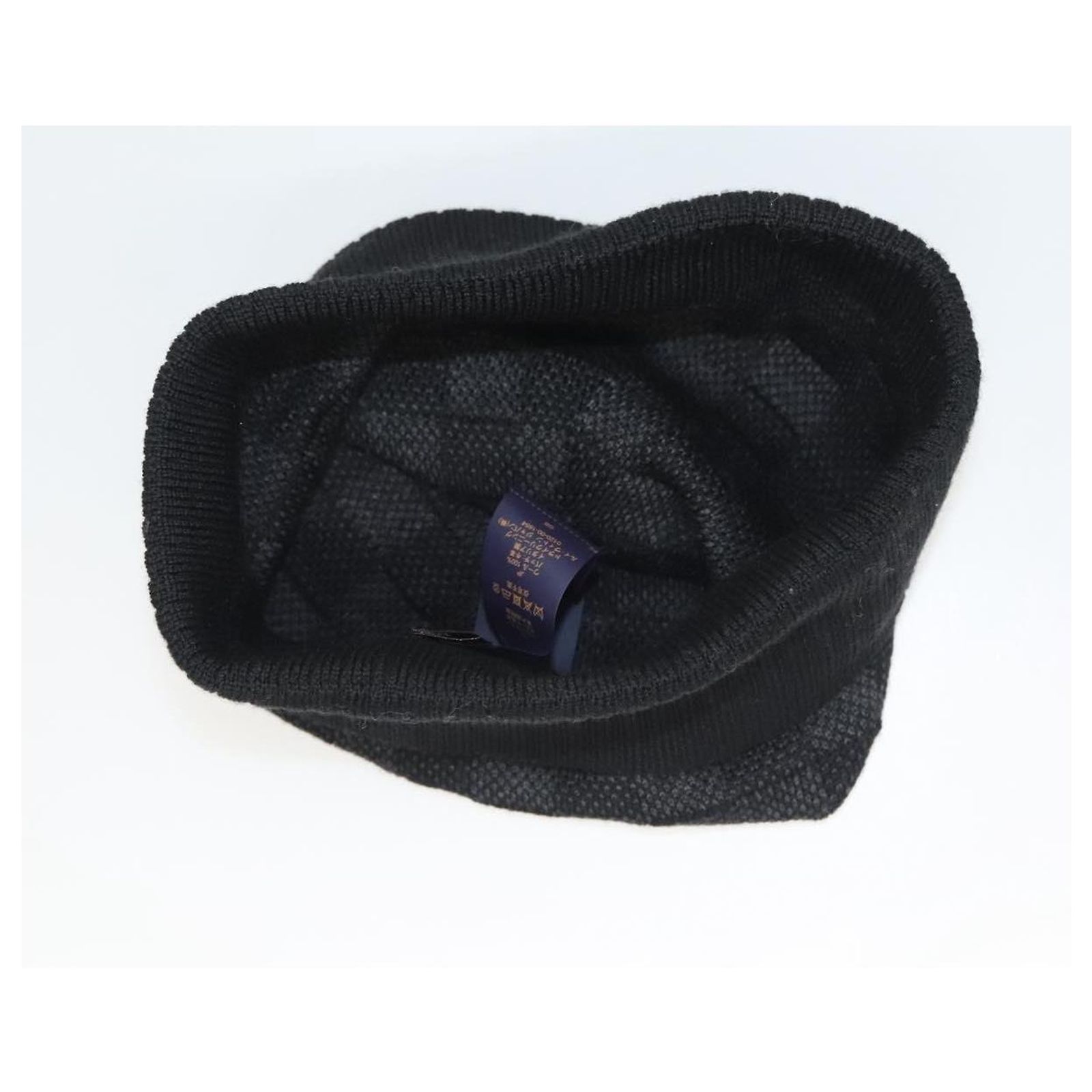 LOUIS VUITTON Knitted Fabrics Beanie Neopti Damier Hat Wool Black M77983 LOUIS VUITTON Knitted Fabrics Beanie Neopti Damier Hat Wool  main image 3